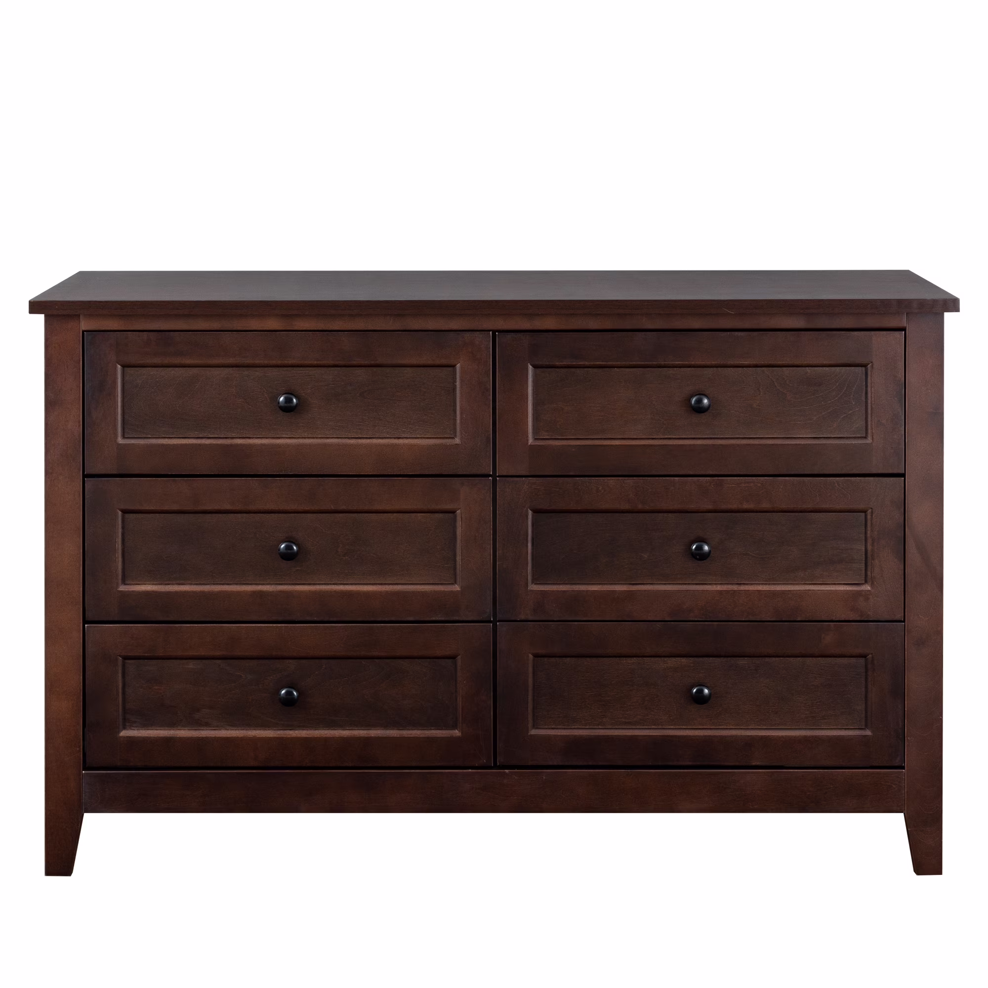Classic 6 Drawers Dresser for Bedroom, Solid Wood Storage Chest Cabinet Organizer for Living Room Hallway