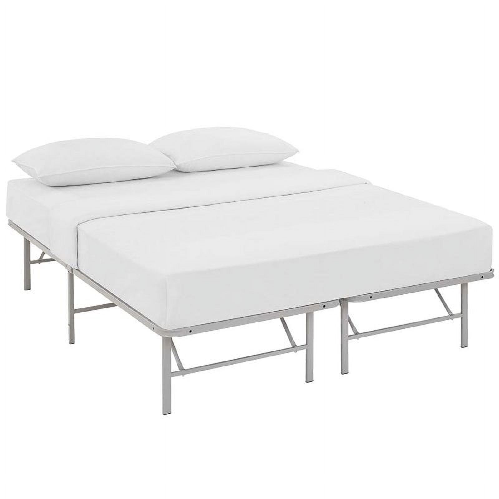 Pemberly Row Modern Stainless Steel Queen Metal Bed Frame in Gray