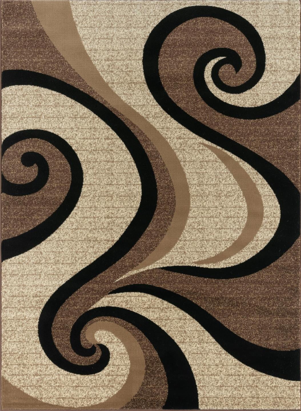 Luxe Weavers Beige Swirls Modern Abstract Area Rug Size 8x10