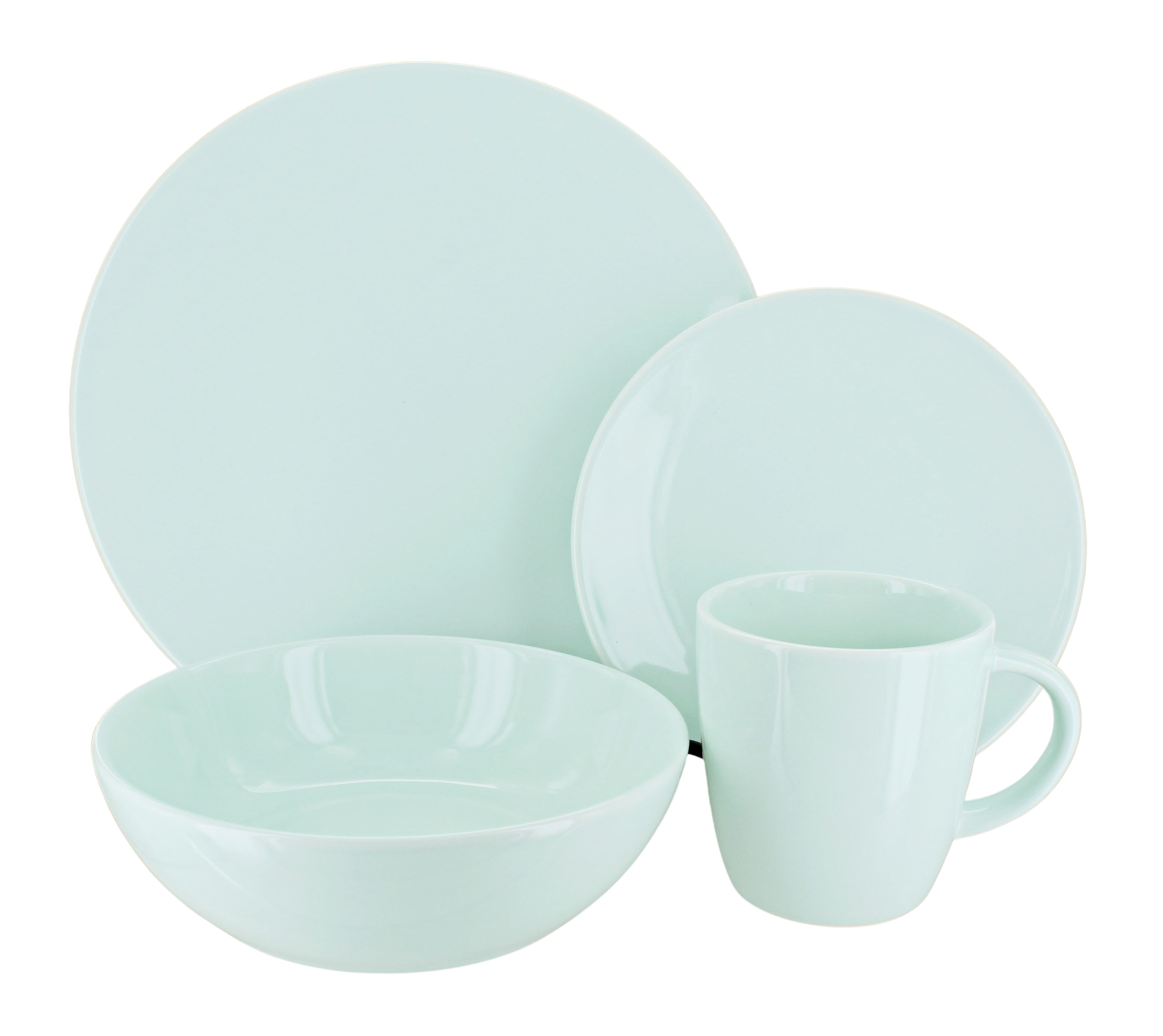 Blue Rose Polish Pottery Miko Mint 16 PC Dinnerware Set