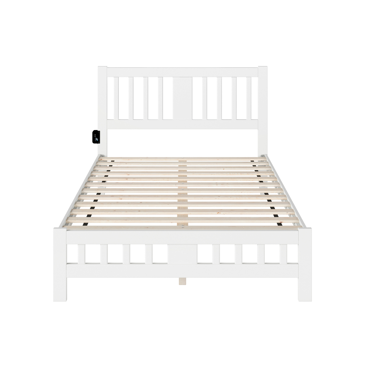 AFI Tahoe Solid Wood Full Bed with Footboard and USB Charger in White