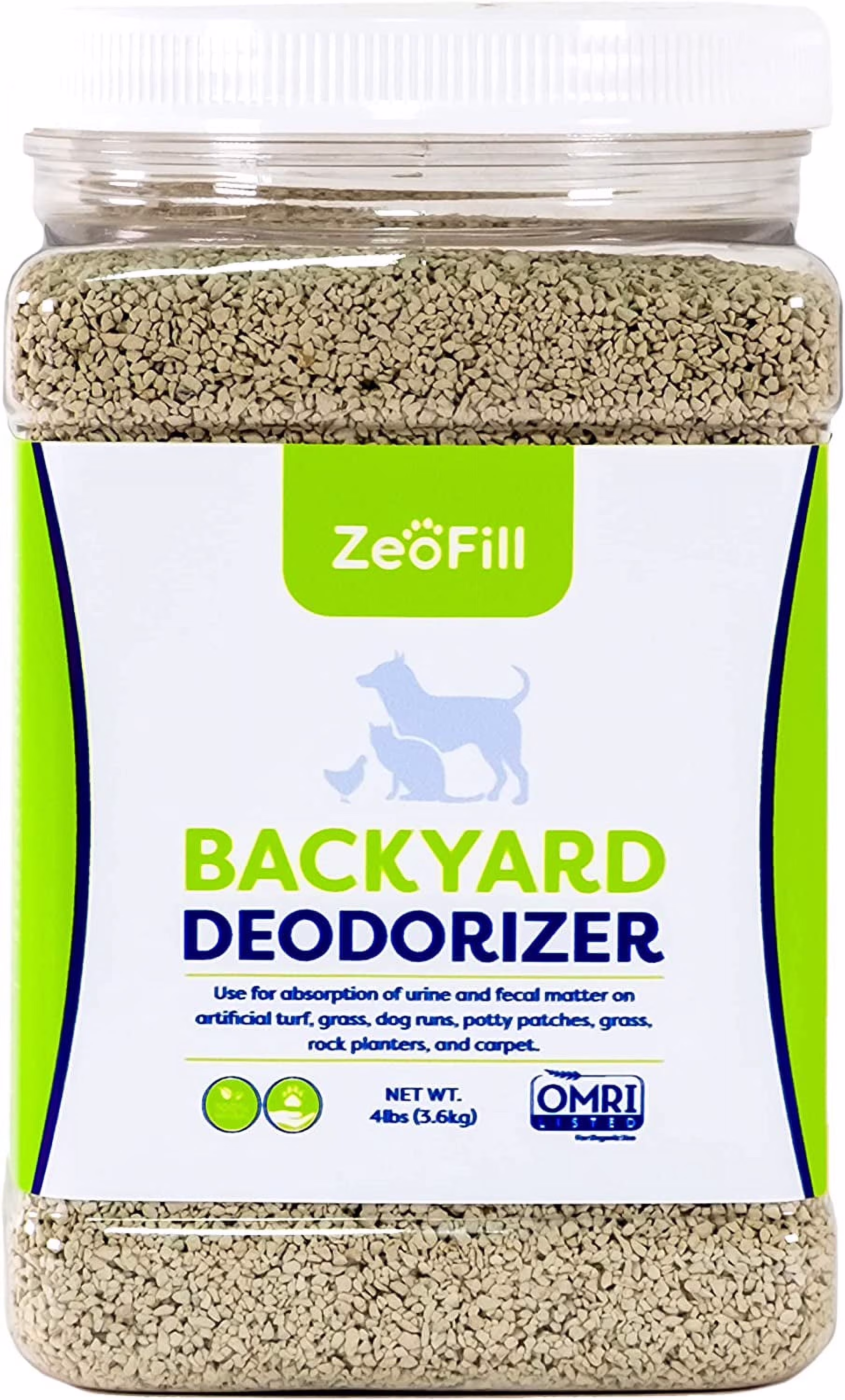 ZeoFill Backyard Deodorizer – Eliminates Pet Urine Odors on Potty Patches, Artificial Turf, Grass, Lawns, Patios, Concrete & Playgrounds | Dog, Cat Litter Box Odor Eliminator & Freshener | 4 lbs