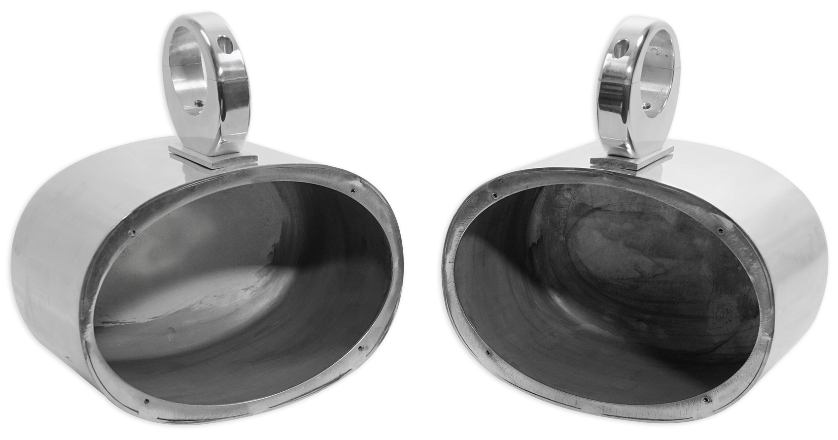 2 Rockville 6x9 Polished Silver Aluminum Wakeboard Tower Speaker Enclosures