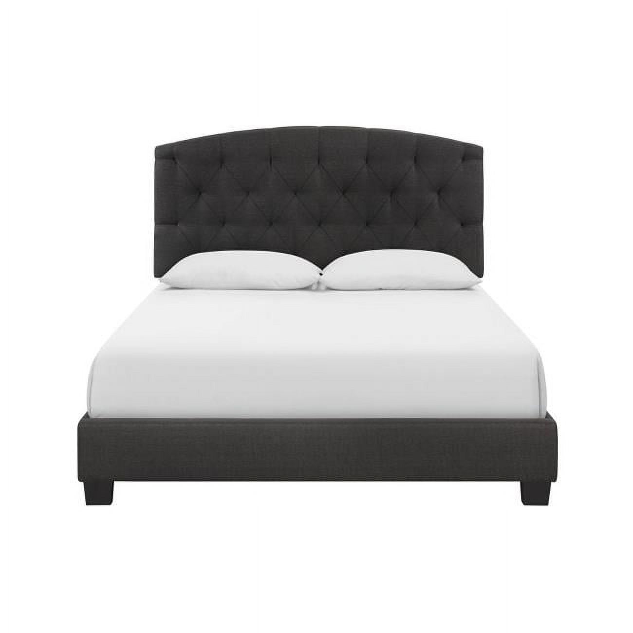 Tufted Curved Headboard Dane Fully Upholstered Bed, Dark Gray - Queen Size