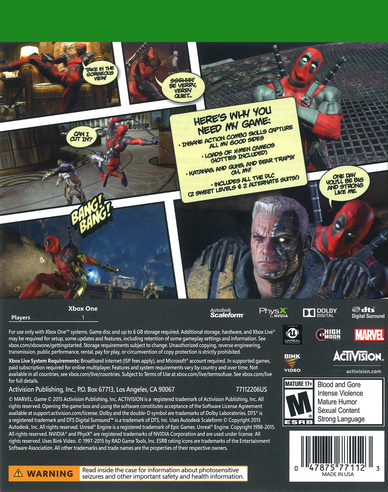 Deadpool, Activision Blizzard, Inc, 47875771123, Xbox One