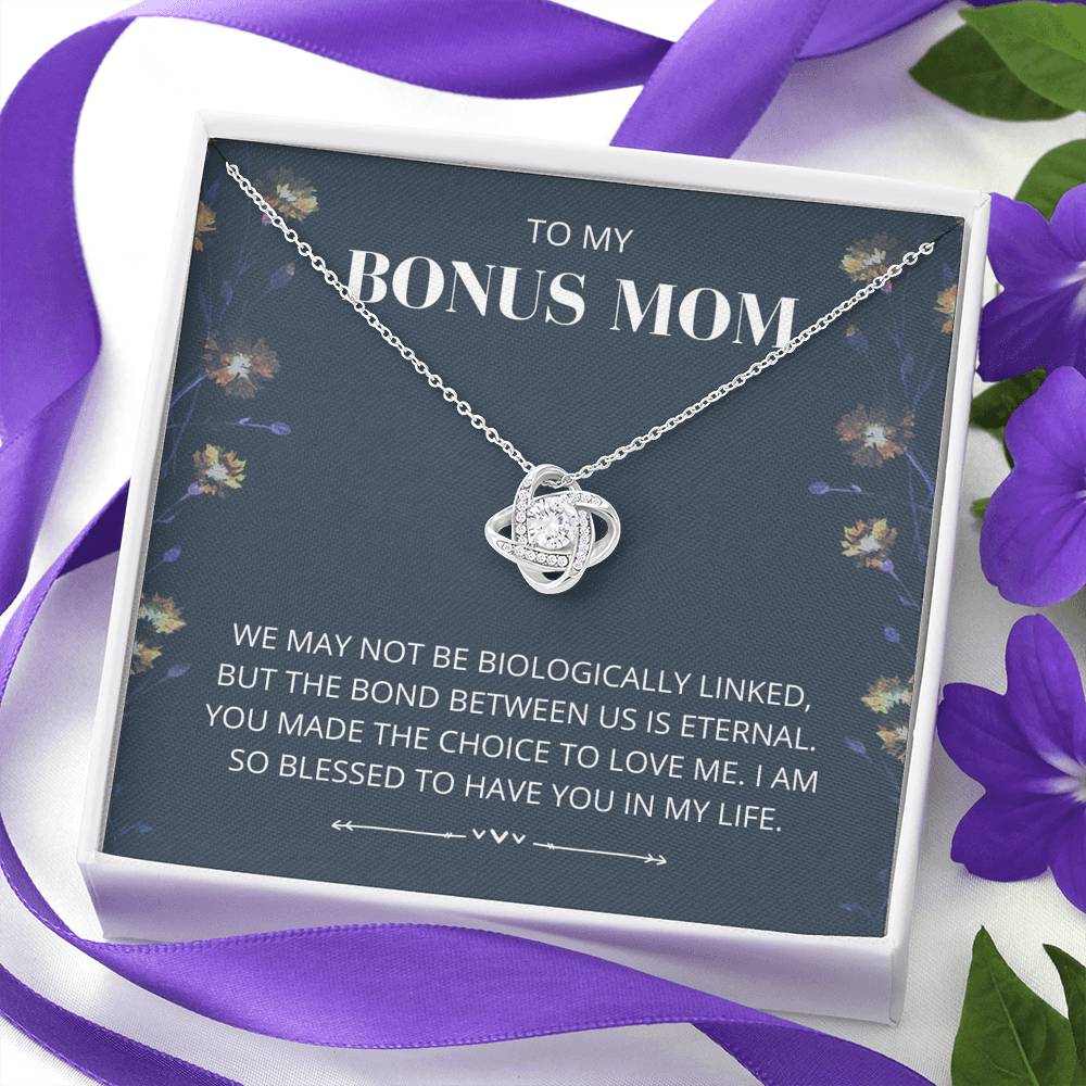 Bonus Mom - Eternal Bond - Love Knot Necklace - Mother's Day, Mother in Law Gift