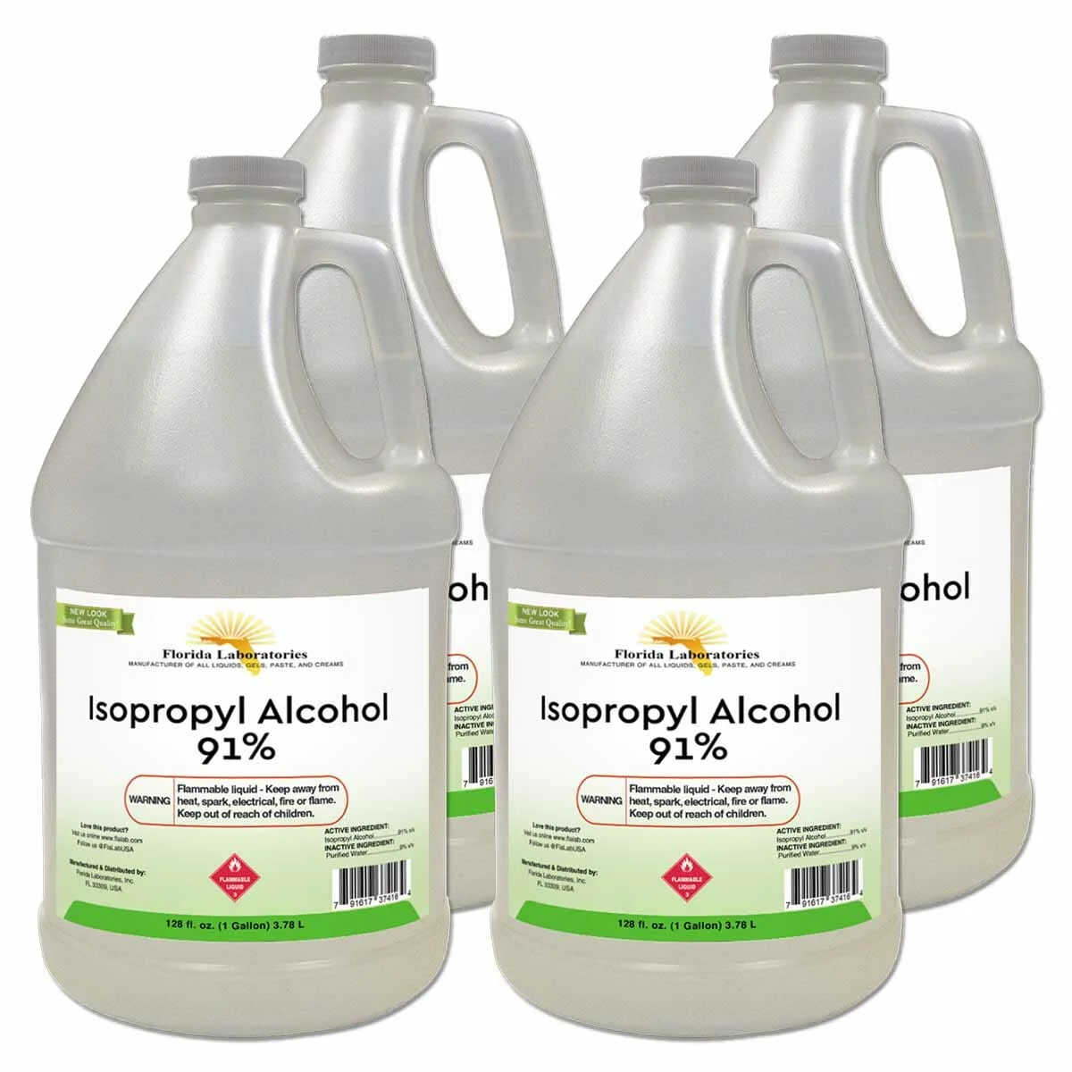 Isopropyl Alcohol, 91%, High Quality, 4 Gallons, Anhydrous