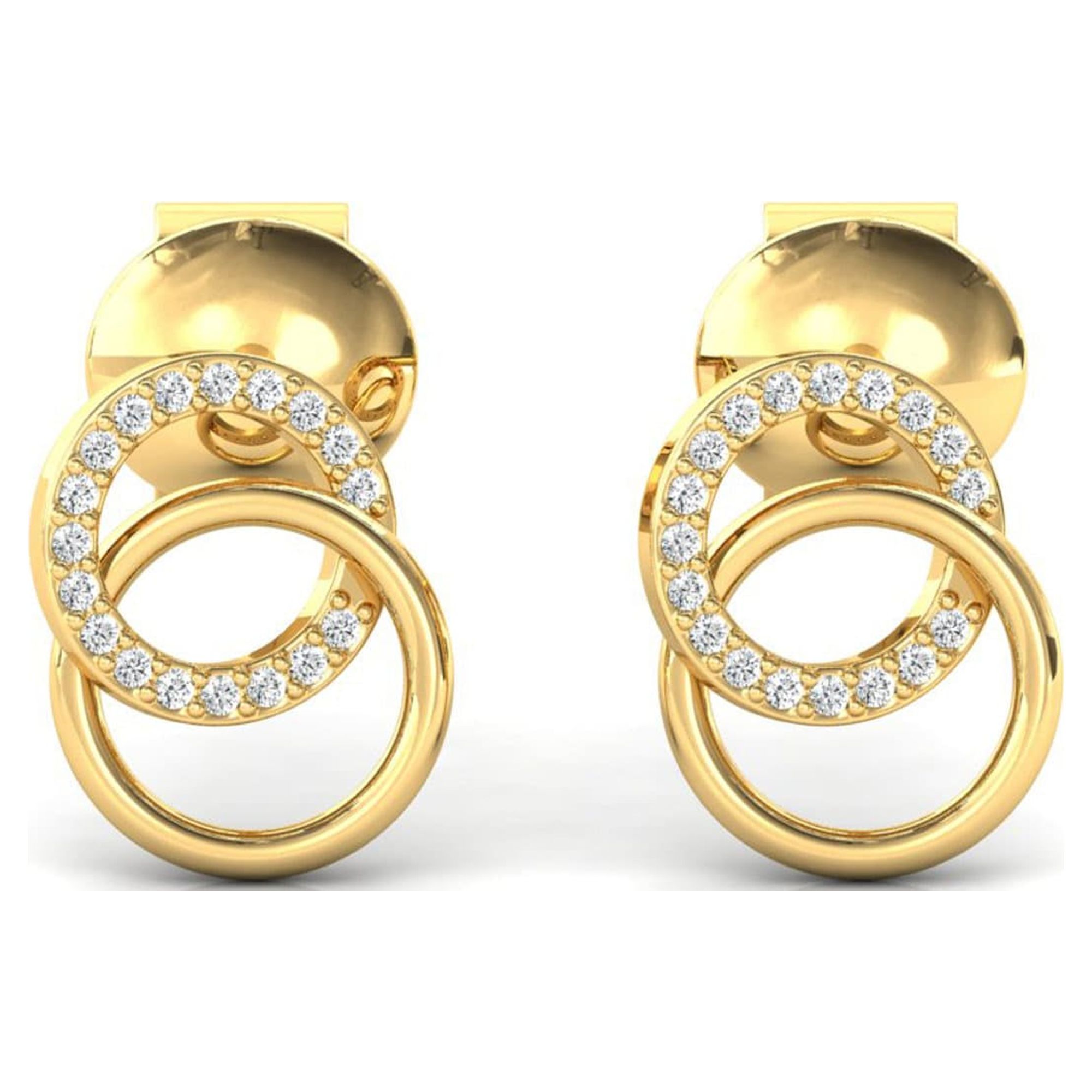 Dainty Yellow Gold Round Earring, Diamond Earrings, 18k Rose Solid Gold Earrings, Baby Girl Gift