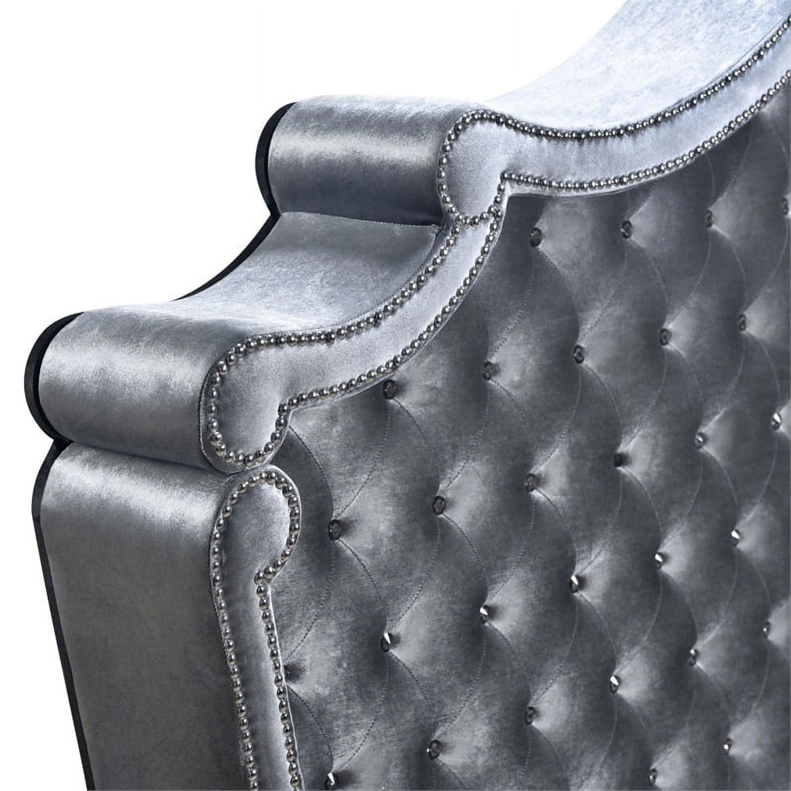 Coaster Antonella Velvet Upholstered Tufted Queen Bed in Gray