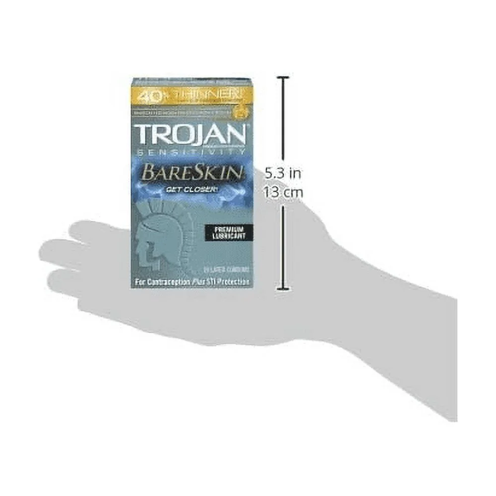 Trojan Premium Lubricated Latex Condoms BareSkin 40% Thinner 10 Ct, 4-Pack
