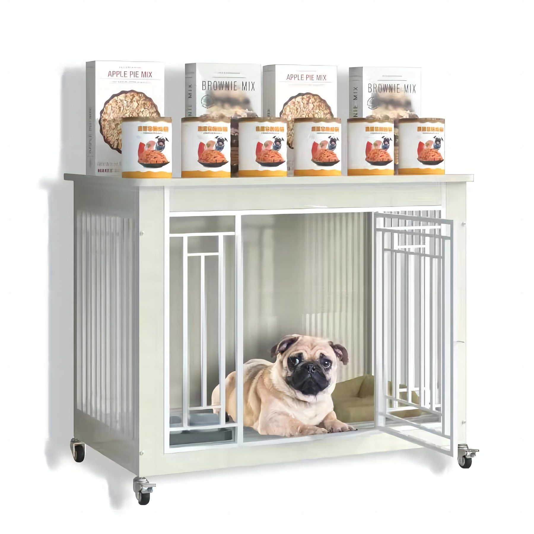 White Wooden Dog Cage Medium Dog Pet Furniture