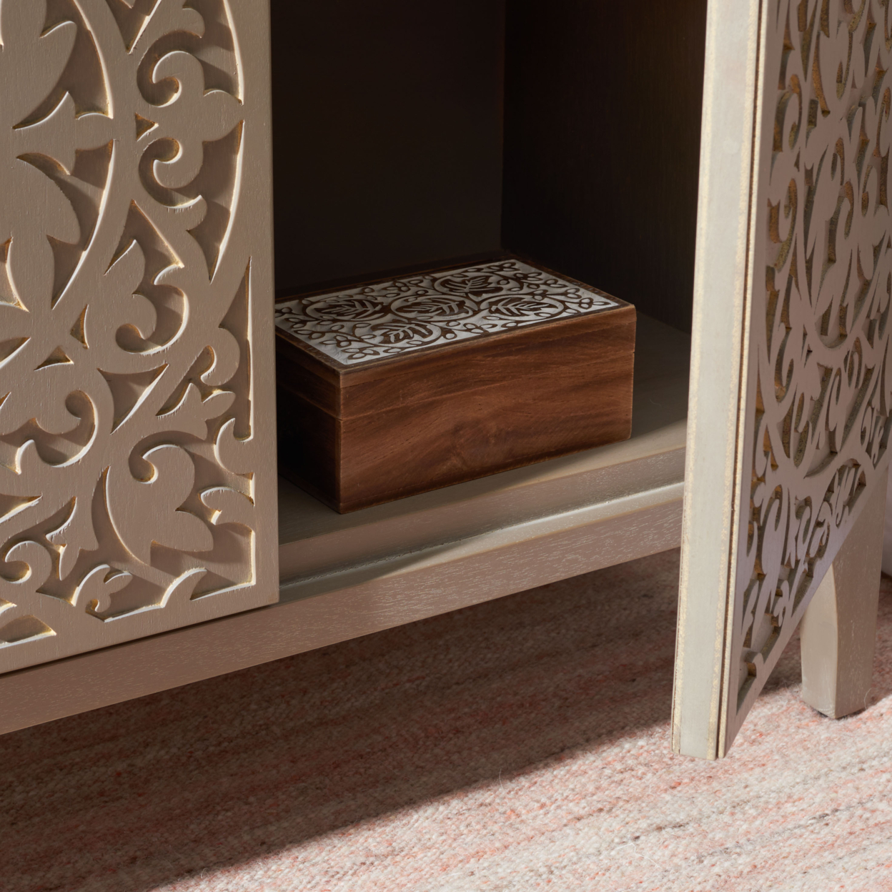 SAFAVIEH Alexie 2-Door 2-Shelf Chest Antique Grey