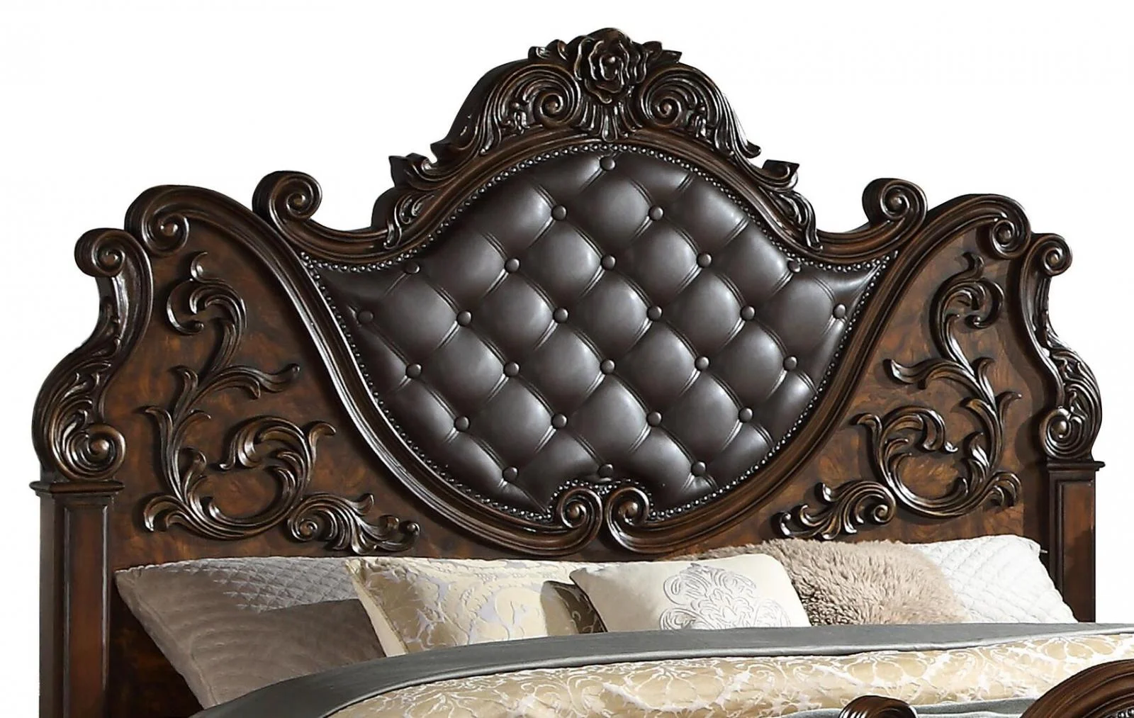 Cherry Finish Wood King Bed Set 6Pcs Traditional Cosmos Furniture Santa Monica