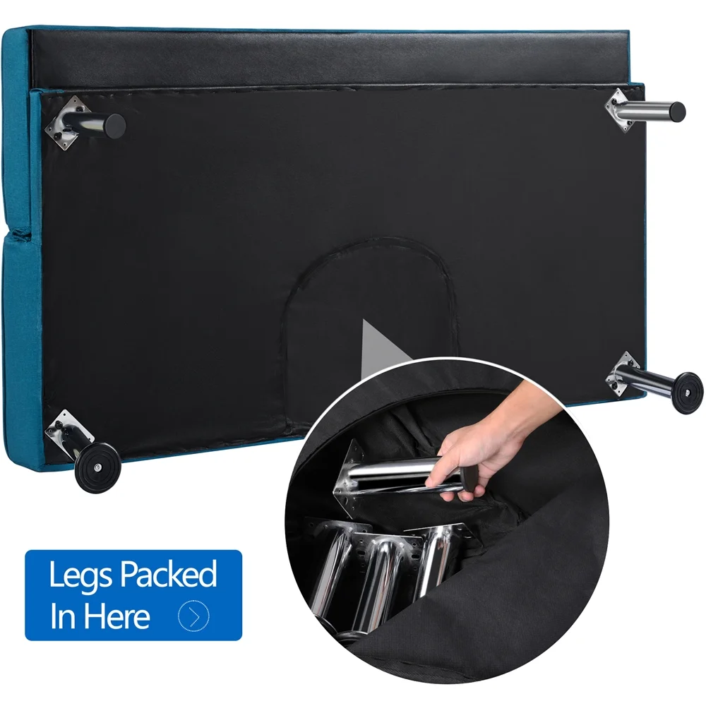 Alden Design Modern Fabric Convertible Futon with USB, Blue