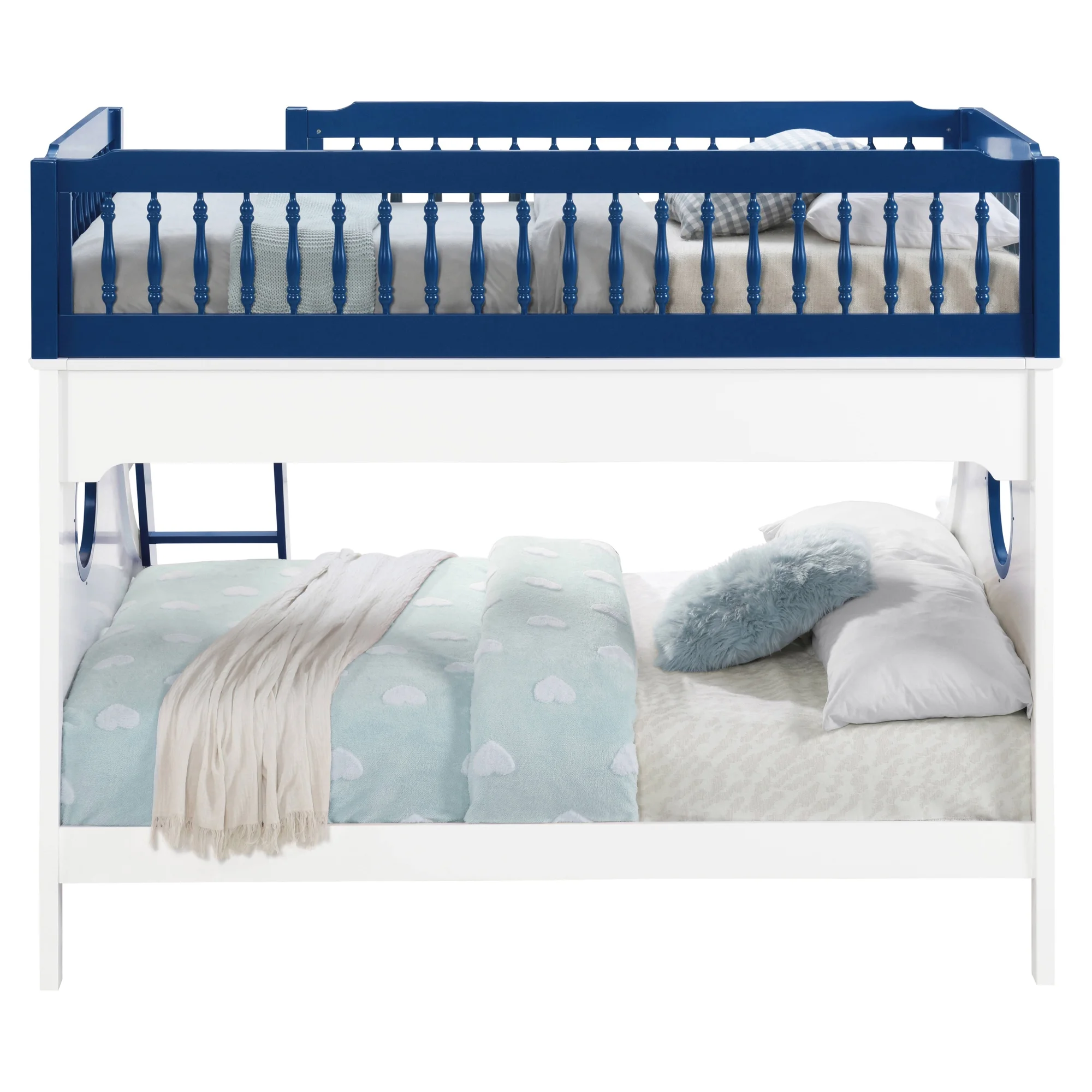ACME Farah Twin over Full Bunk Bed in Navy Blue and White