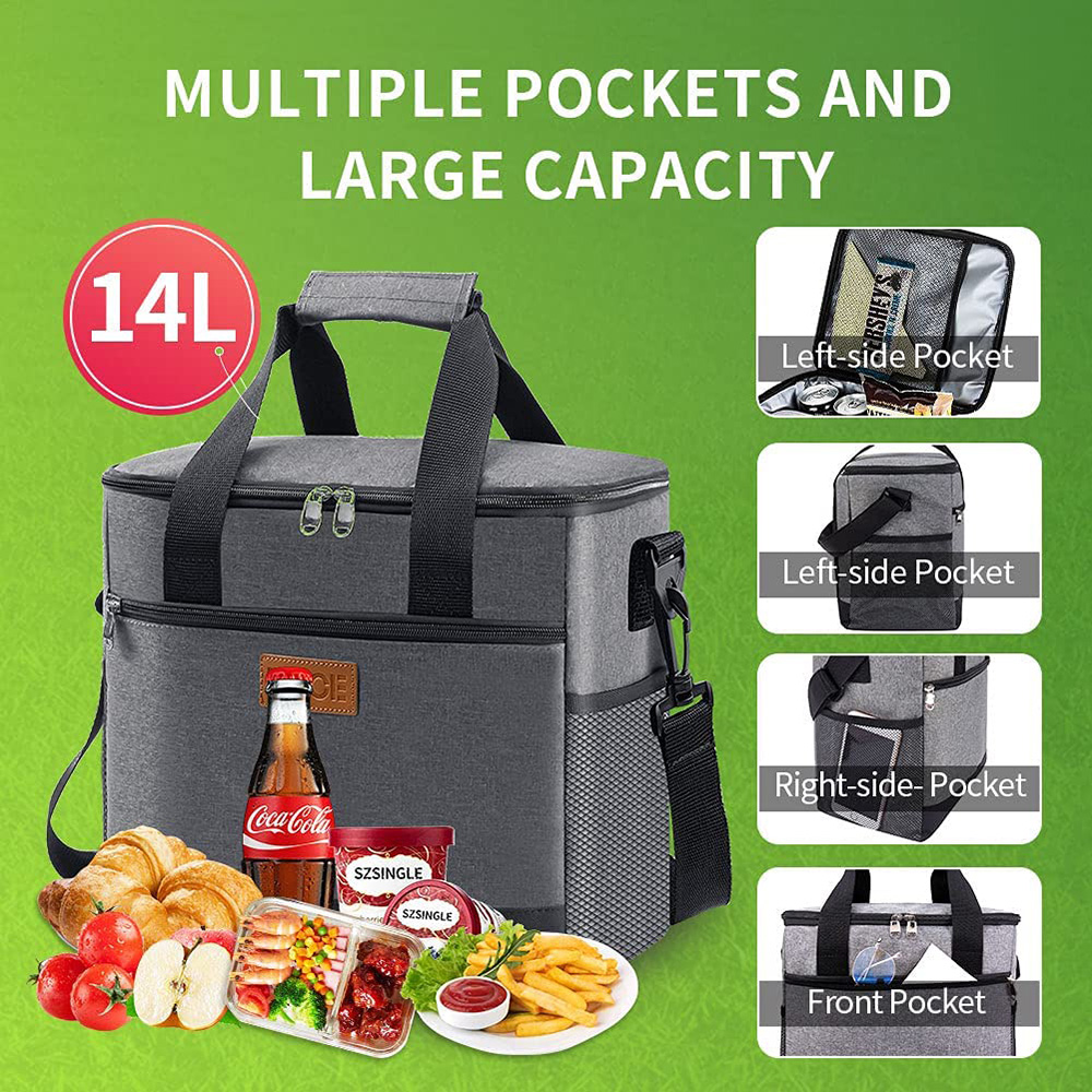 Large Cooler Bag Collapsible 24 Can Insulated Bags Leakproof Lunch Cooler Tote With Multi-Pockets For Adult & Kids Insulated Lunch Box For Beach, Picnic, Work, School