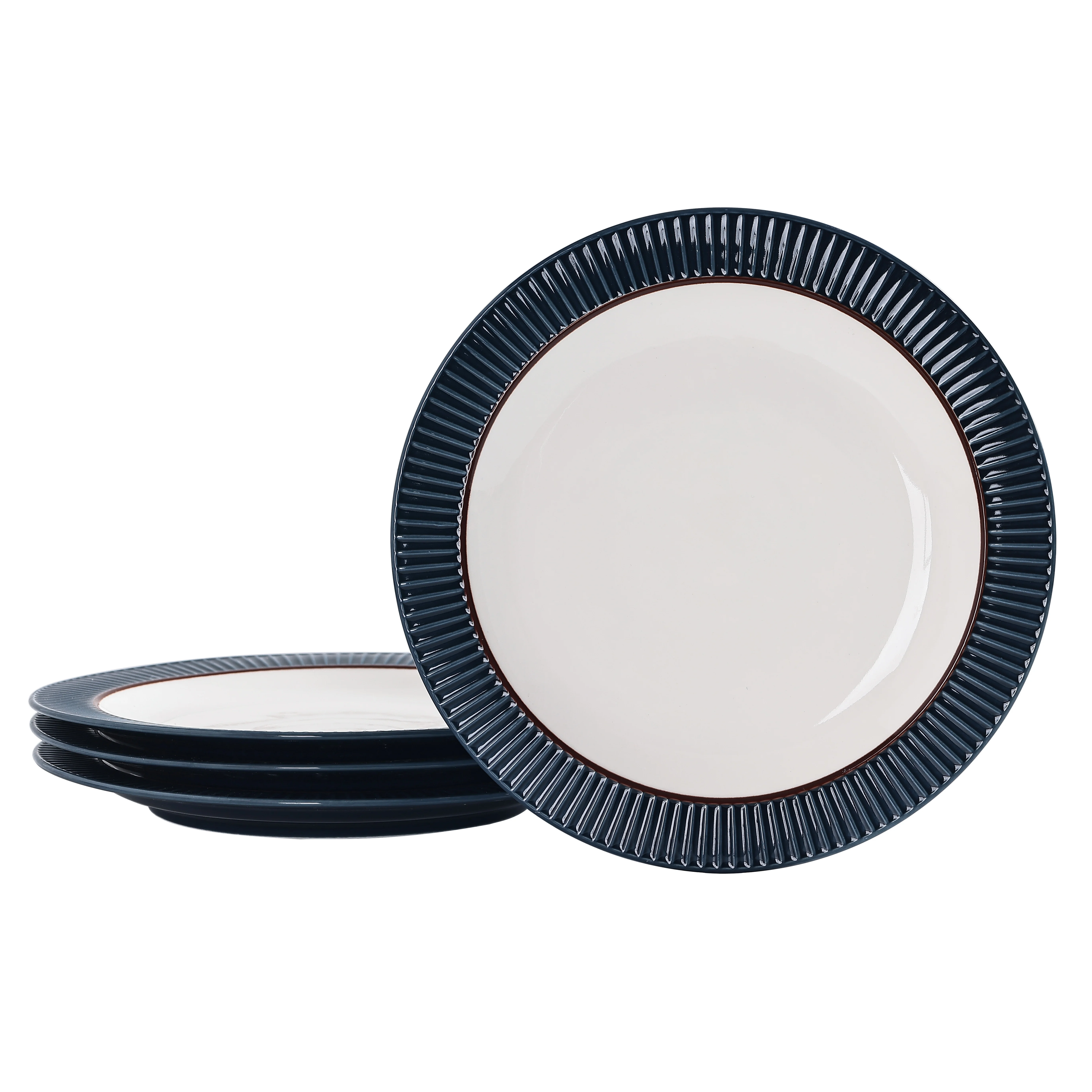 Bico Helios Blue Dinner Plates Set, Set of 4, 10.75 inch, Microwave and Dishwahser Safe, for Pasta, Salad, Maincourse