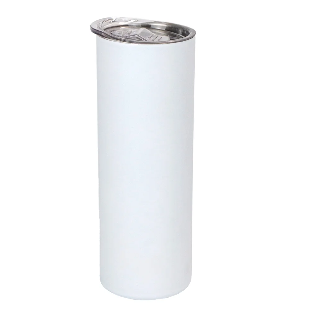 CALCA 25 Pack 20oz Sublimation Blank Skinny Tumbler Matte Taperless Stainless Steel Insulated Water Bottle Double Wall Vacuum Travel Cup with Lid and Straw