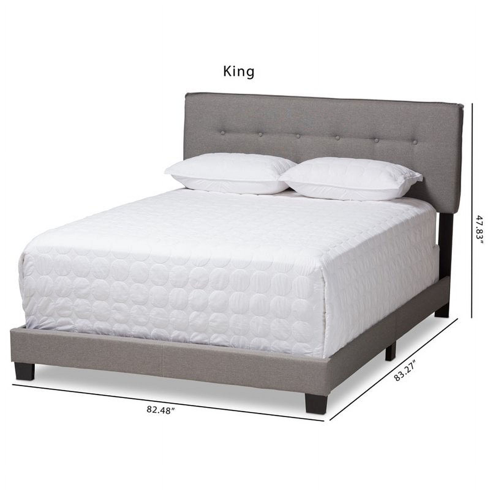 Bowery Hill Fabric Tufted King Bed in Light Grey
