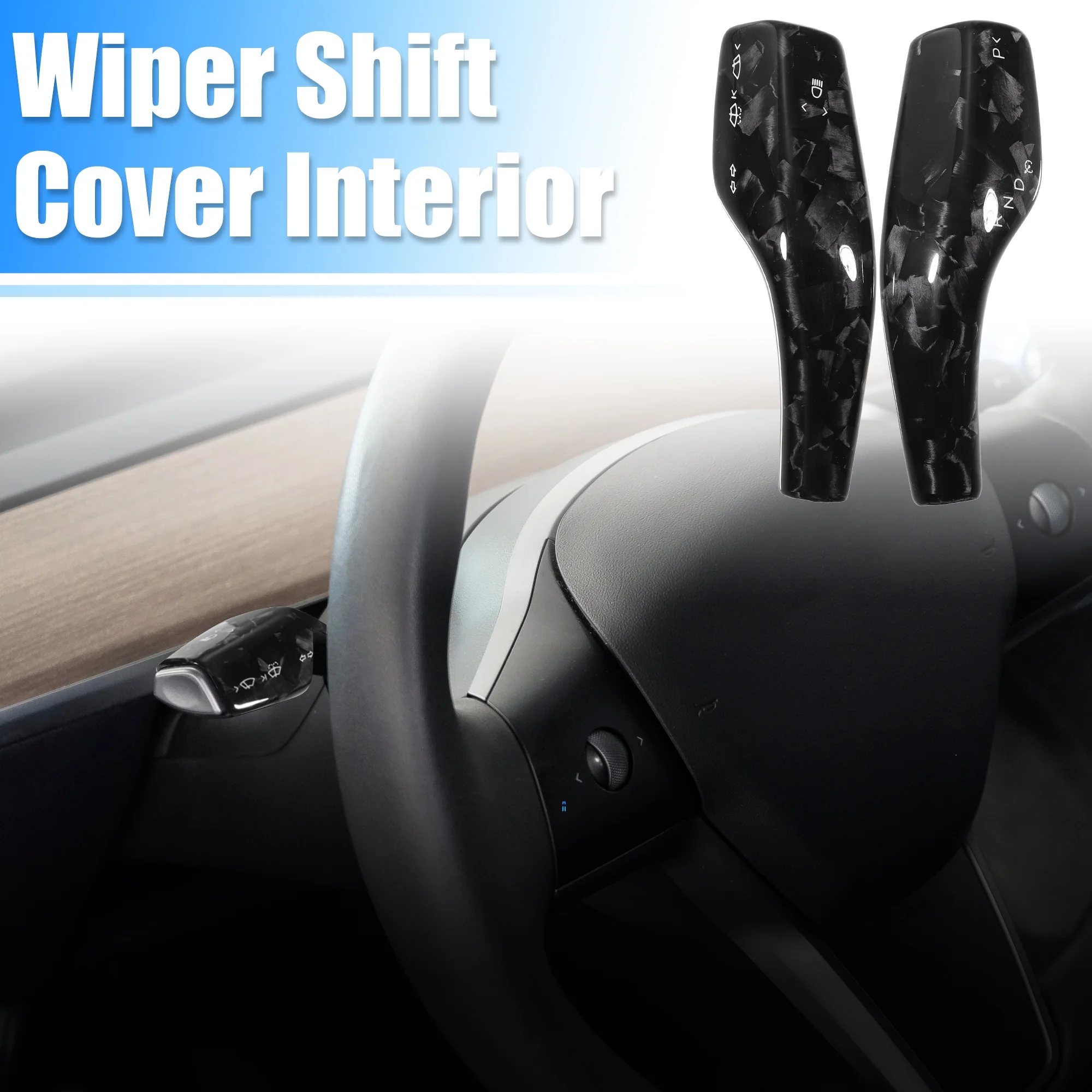 1 Pair Half Pack Column Shift Cover Interior Modification Auto Accessories for Tesla Model 3 Y Black