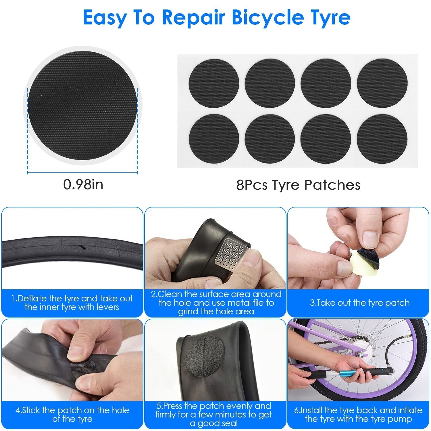 Bicycle Tyre Repair Kit Bag Bike Tire Repair Tool Kit with 16 in 1 Tool Tire Pump Tire Patches Tyre Levers Air Nozzles