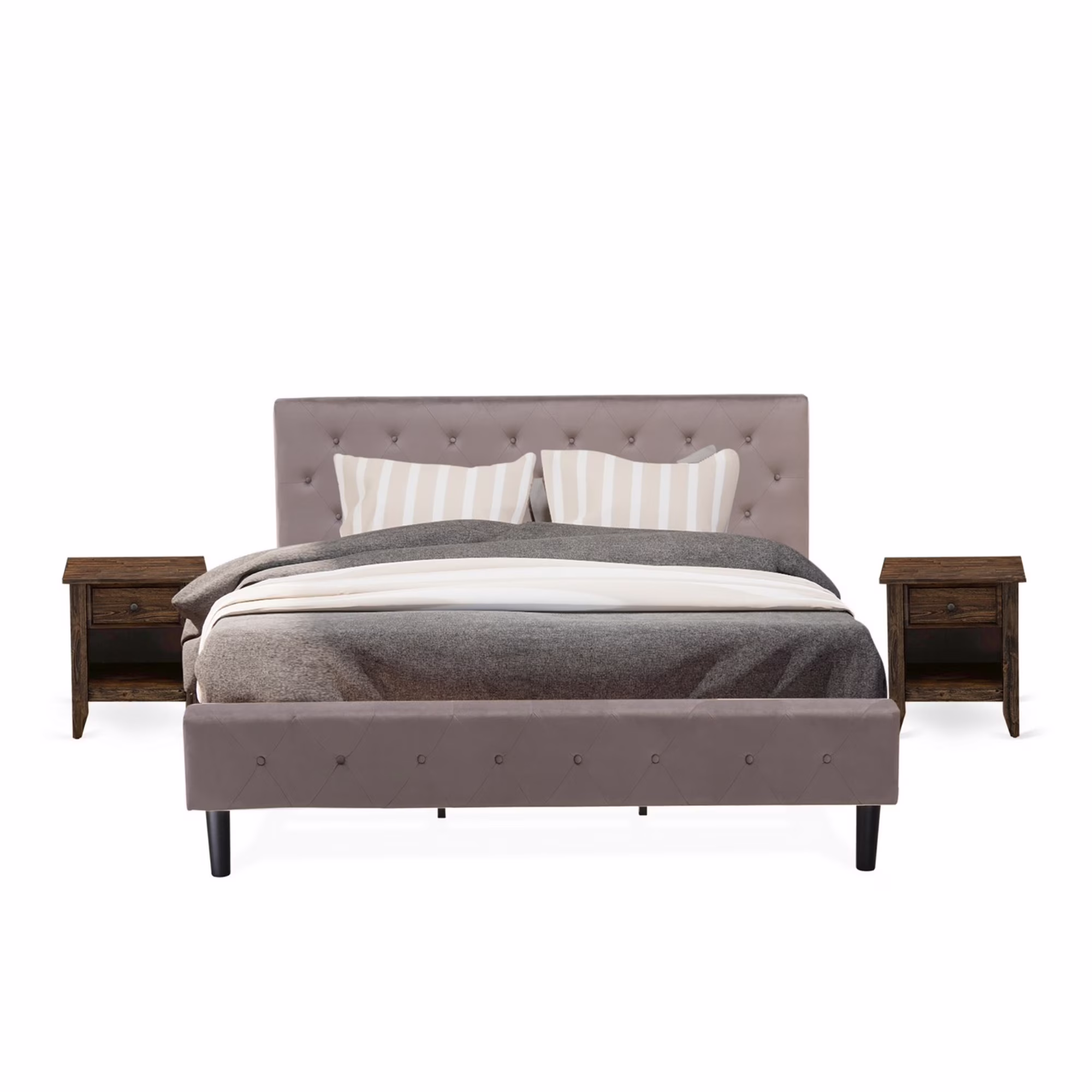 East West Furniture Nolan 3-Piece Wood King Bedroom Set in Taupe Brown/Jacobean