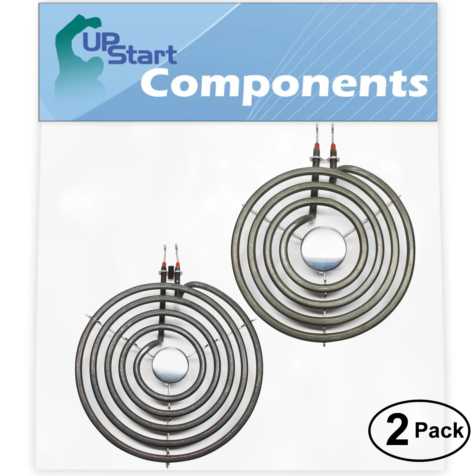 2-Pack Replacement for Whirlpool RF389LXKQ0 8 inch 5 Turns & 6 inch 4 Turns Surface Burner Elements - Compatible with Whirlpool 9761345 & 660532 Heating Element for Range, Stove & Cooktop