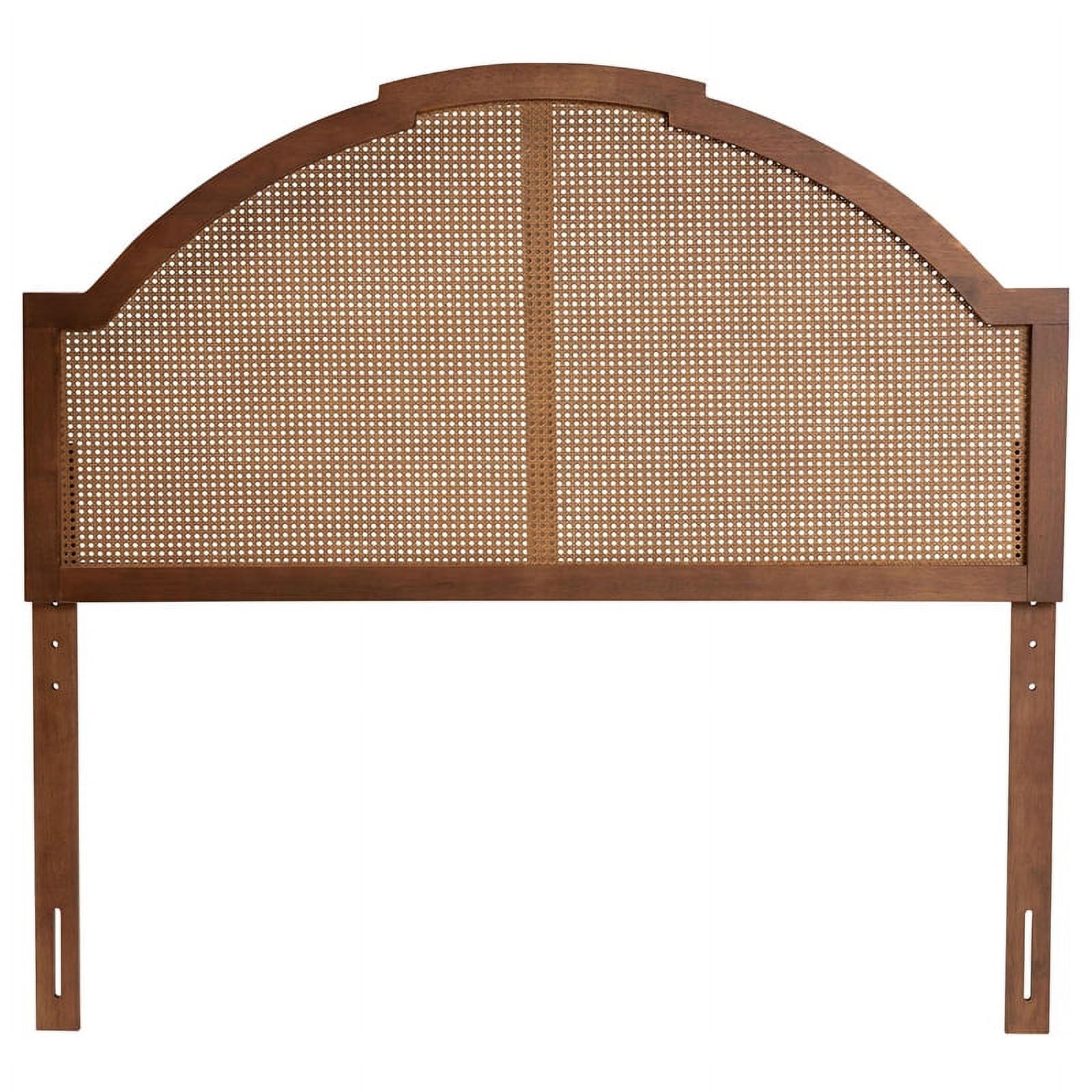 Pemberly Row Ash Walnut Finished Wood King Size Headboard with Rattan