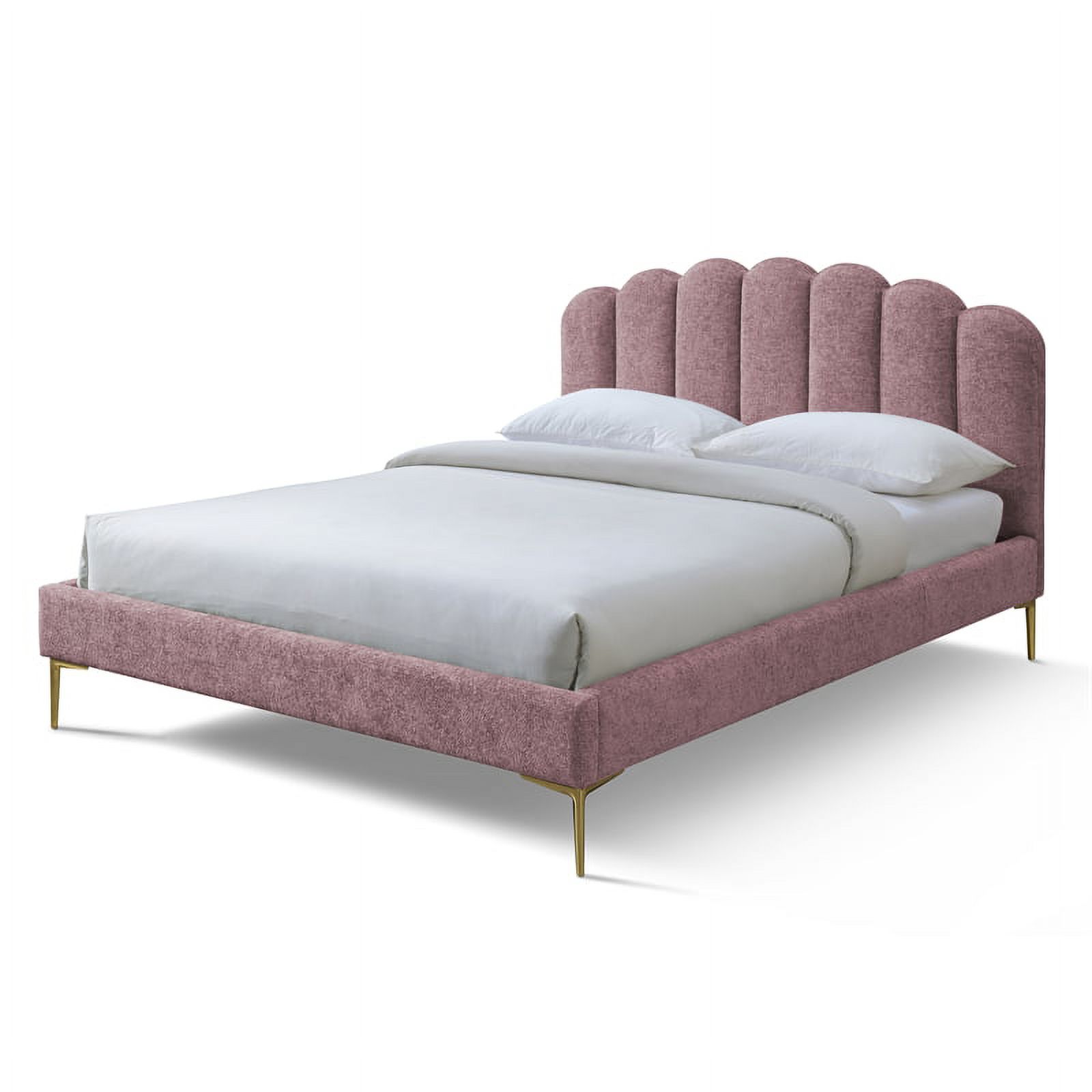 Omax Decor Bella Modern Fabric Upholstered Queen Platform Bed in Ash Rose Pink