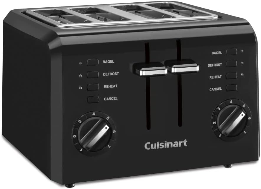 Open Box Cuisinart CPT-142BK 4-Slice Compact Plastic Toaster - Black