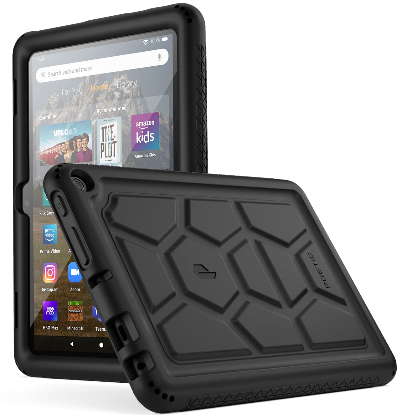 Poetic TurtleSkin Case for Amazon Fire HD 8 / Fire HD 8 Plus (2022), Heavy Duty Silicone Case, Kids Friendly, Black