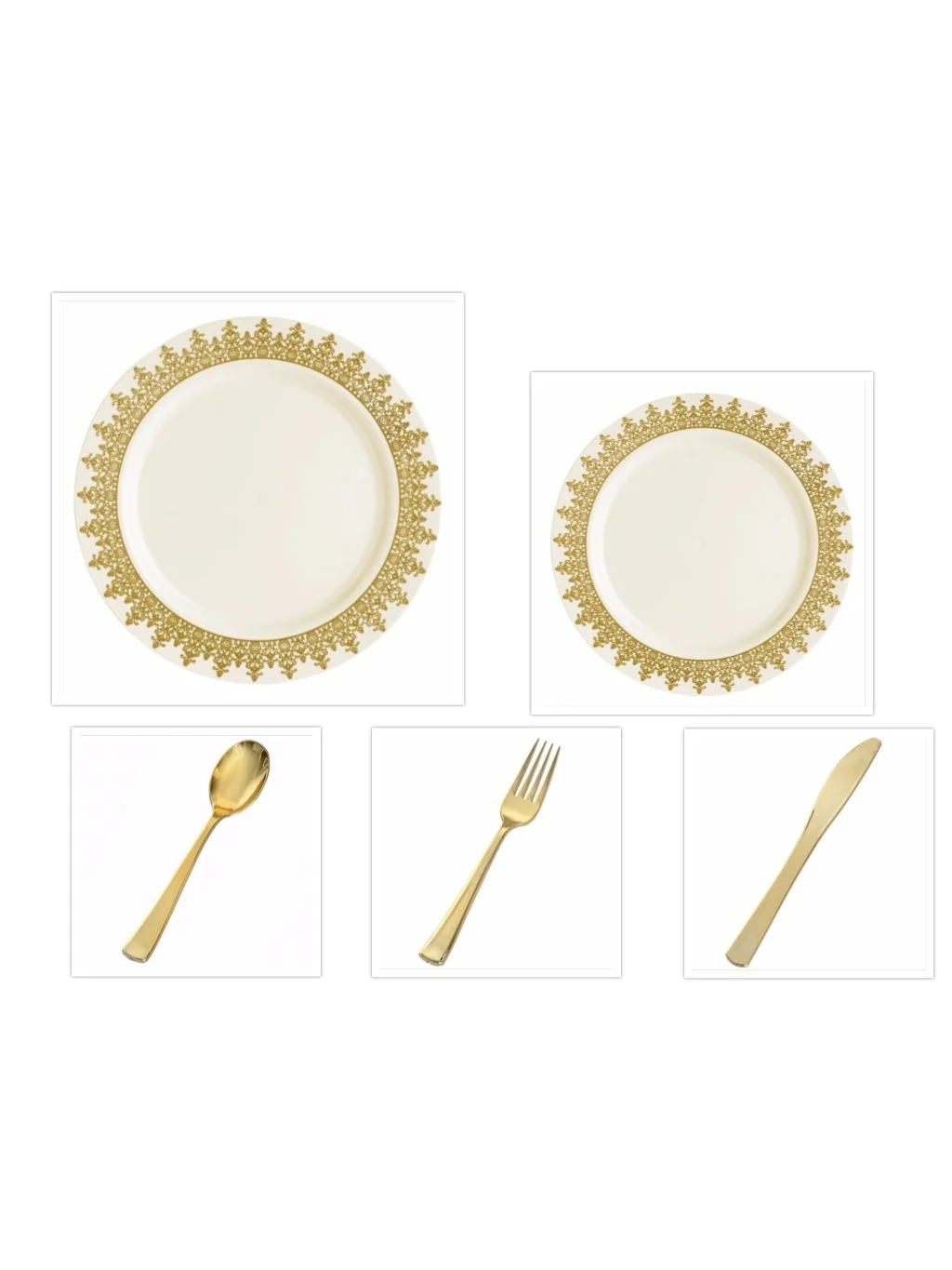 Ornament Cream w/Gold Regal Border China-Like Plastic 10