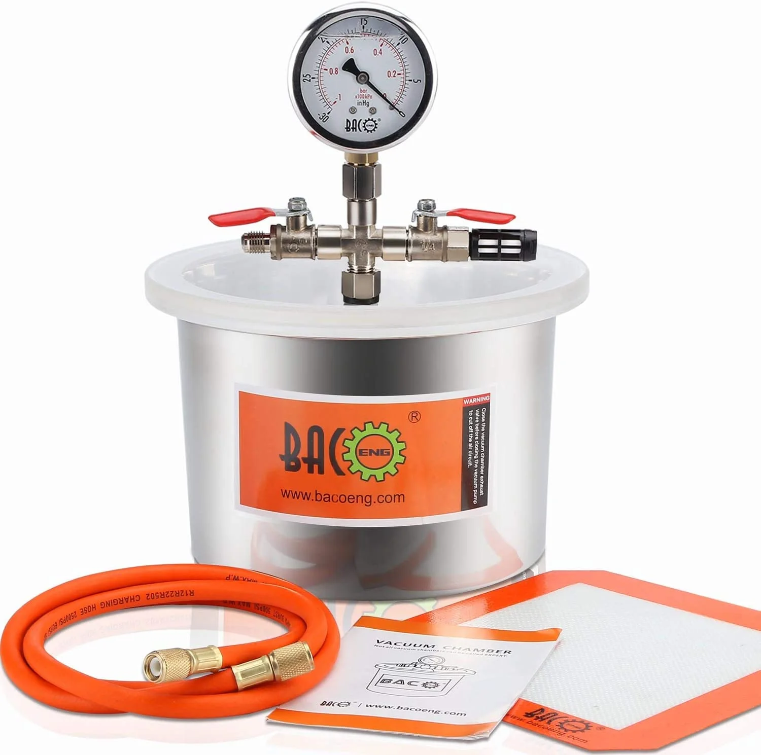 BACOENG 1.5 Gallon Vacuum Chamber Kit with 3.6 CFM 1 Stage Vacuum Pump HVAC