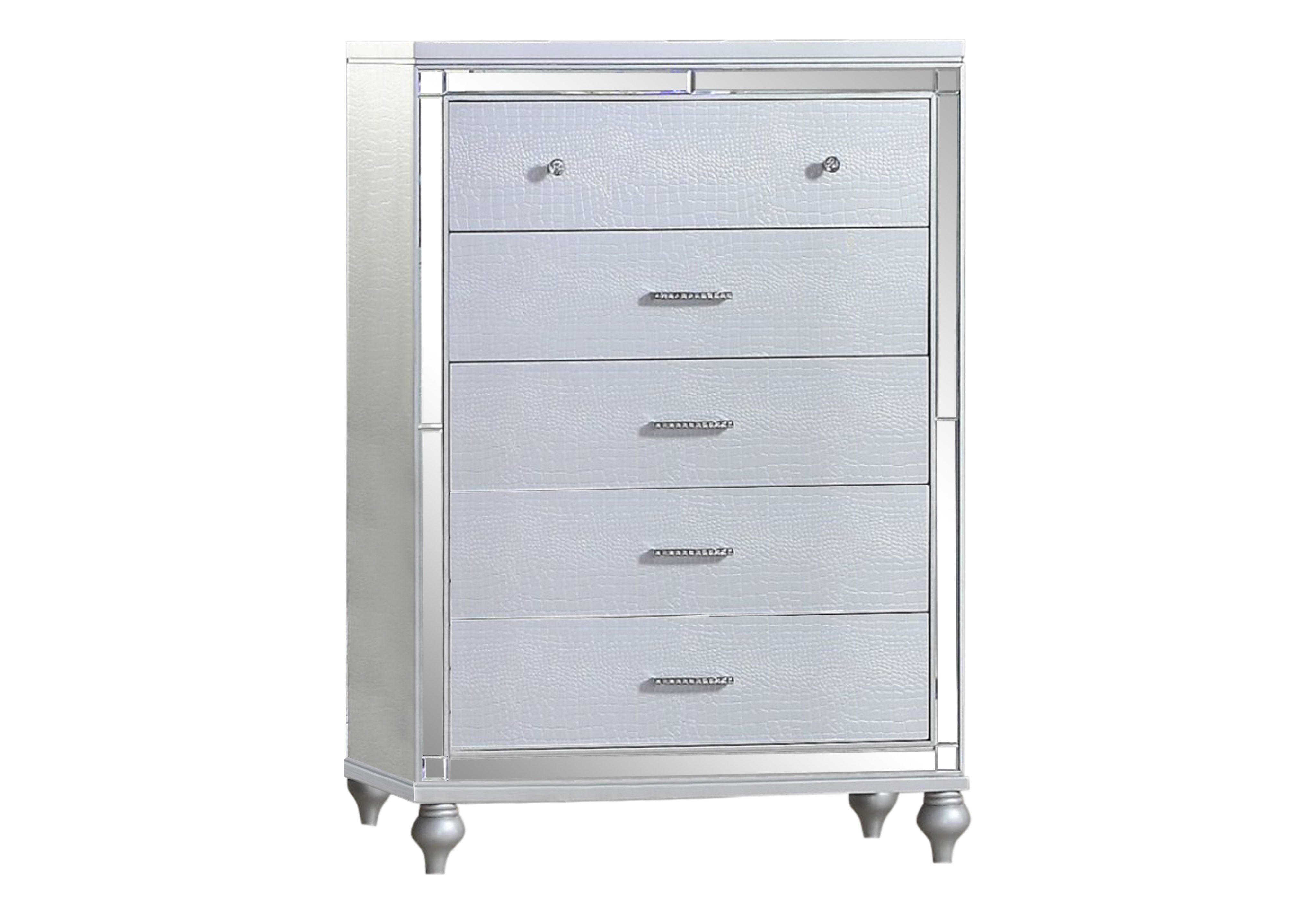 Sterling Mirror Chest with Spacious Drawers and Diamond Pulls - Elevate Your Space
