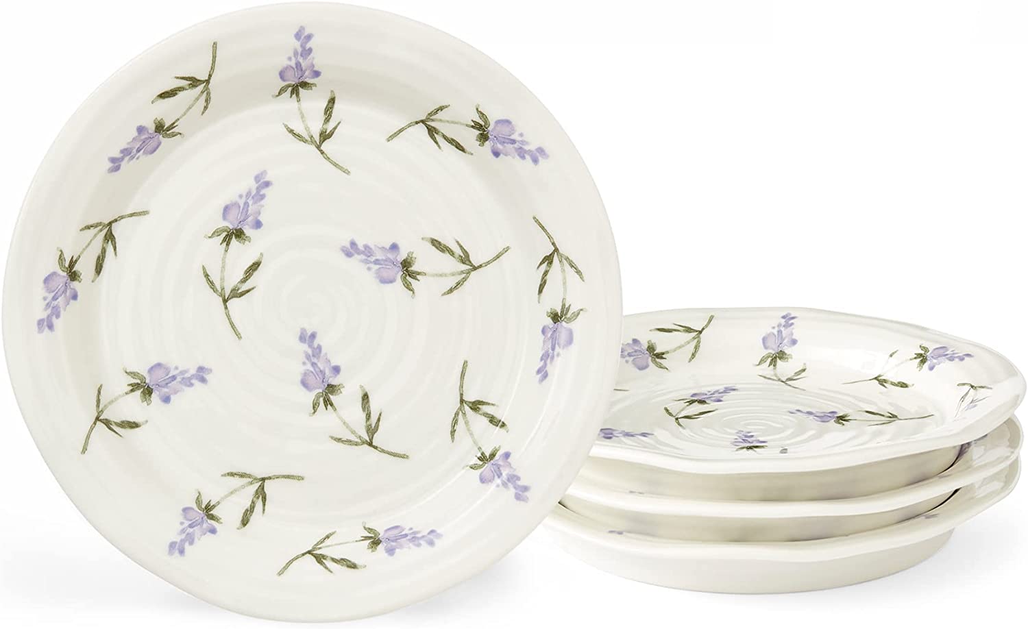 Portmeirion Sophie Conran Lavandula Side Plate Set of 4, Porcelain Dessert, Appetizer, Small Dinner and Salad Plate, Microwave and Dishwasher Safe Dinnerware, 6-Inch Diameter