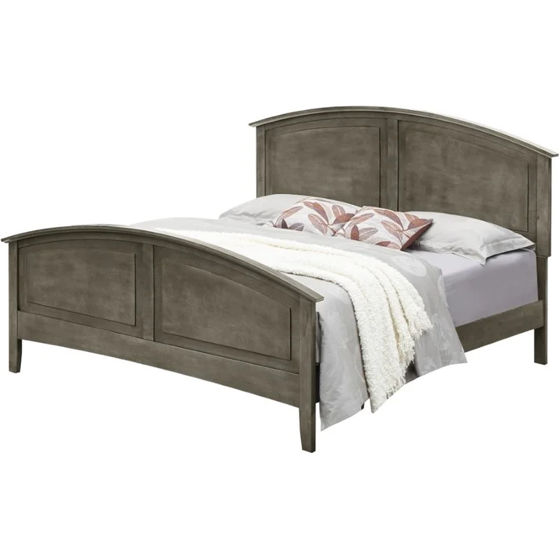 Home Square 3-Piece Set with Queen Bed 5-Drawer Chest and Nightstand in Gray