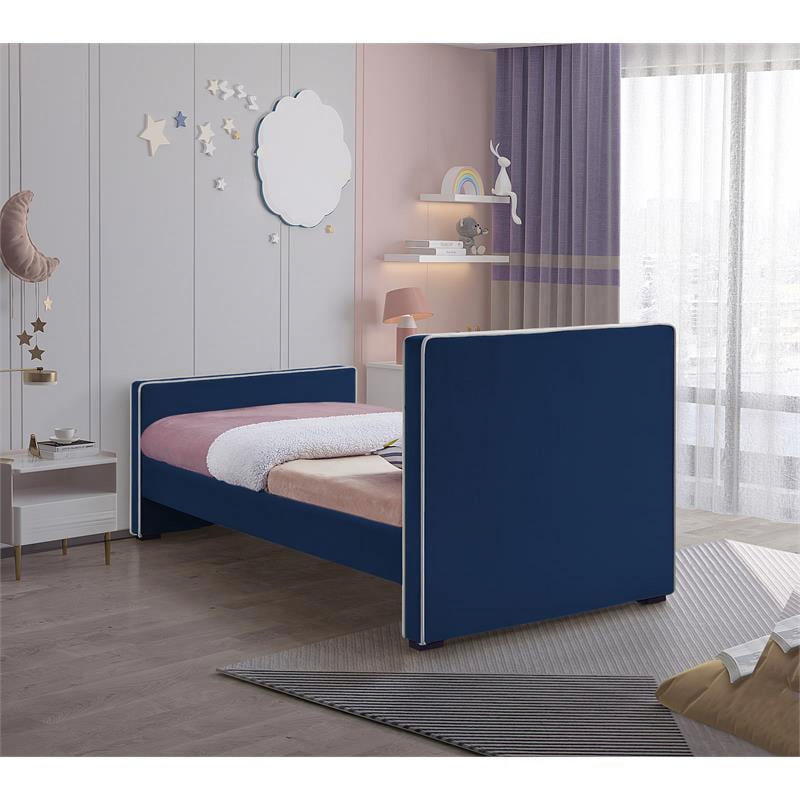 Meridian Furniture Dillard Navy Velvet Twin Bed