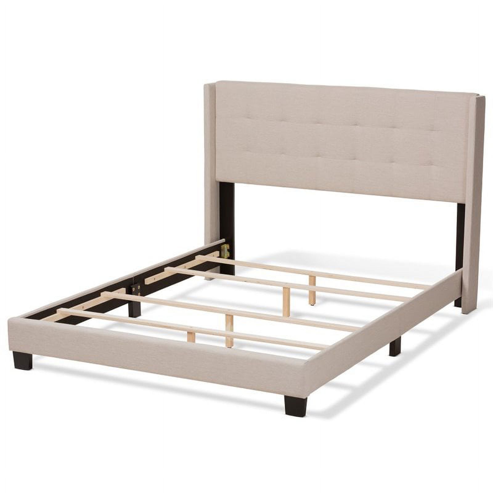 Bowery Hill Upholstered Fabric Tufted King Bed in Beige