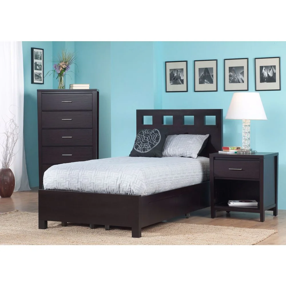 Domusindo Rectangular Cutout Platform Storage Bed in Espresso California King