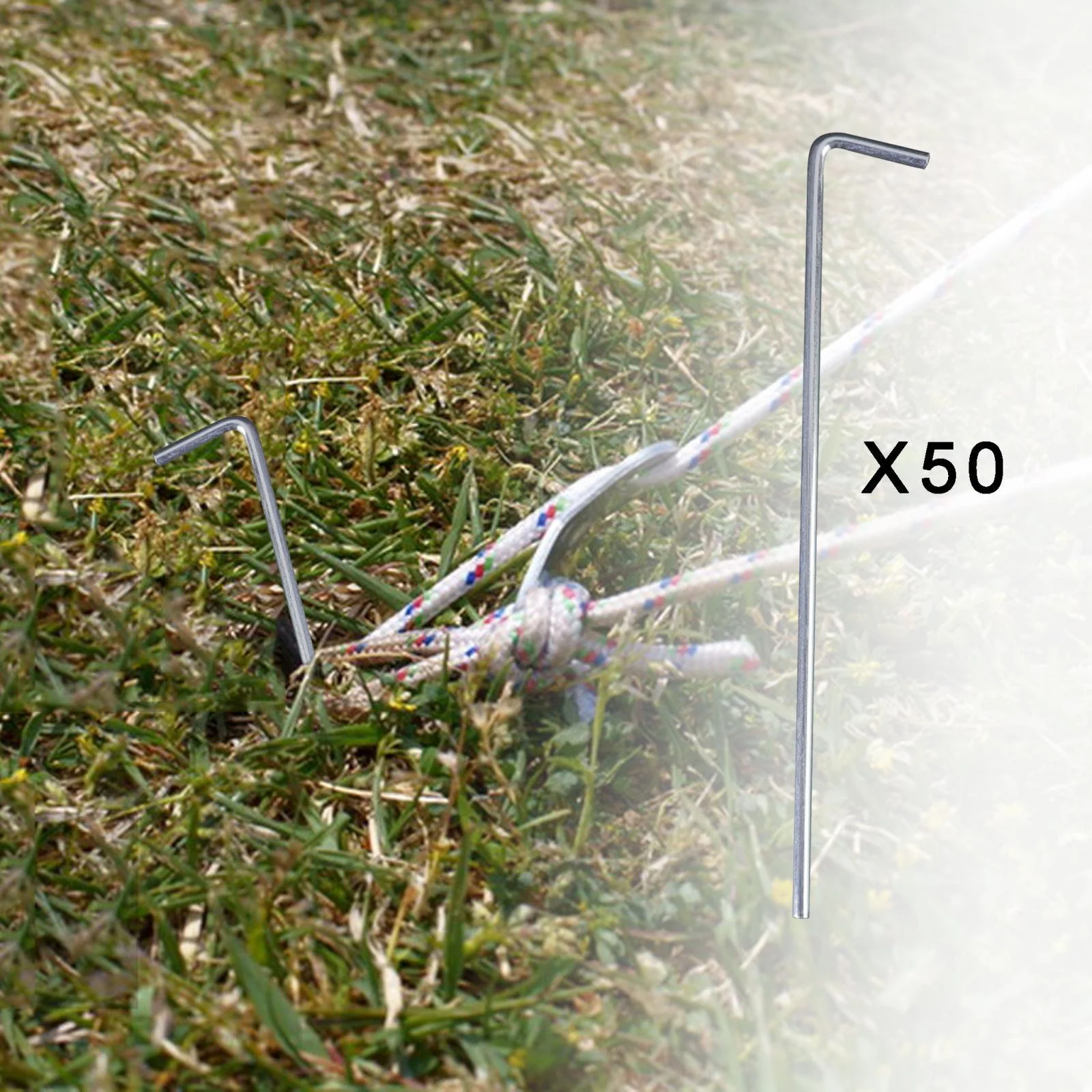 Pack of 50 Tent Pegs Nails 7.9inch Aluminum Alloy Rust Multifunctional