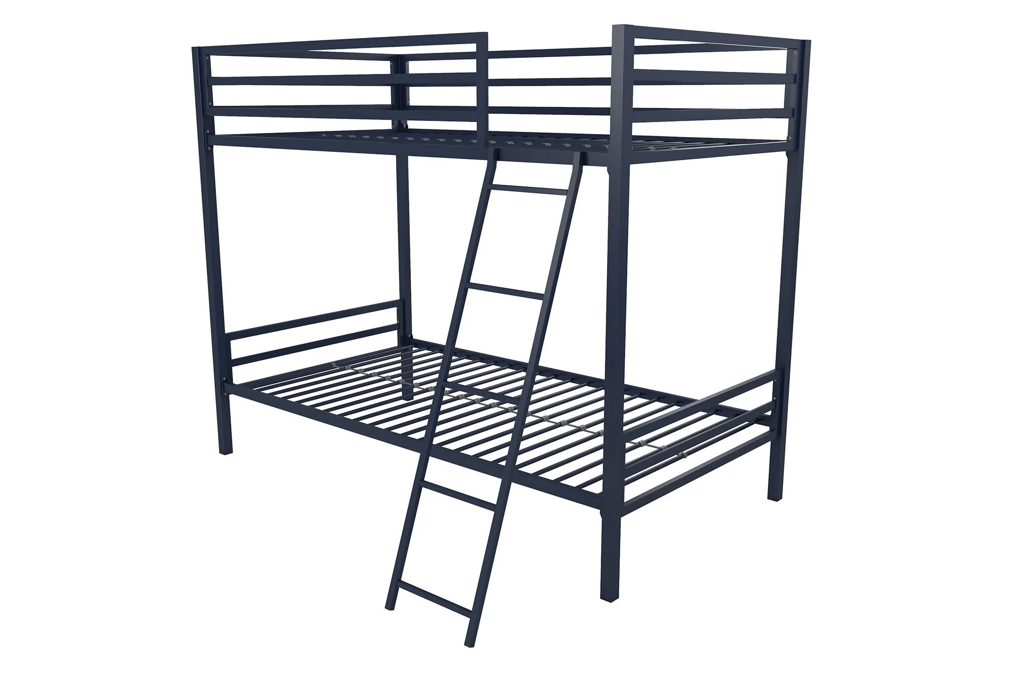 Novogratz Maxwell Twin-Over-Twin Metal Bunk Bed with Ladder and Guardrails, Easy Assembly, Navy Blue