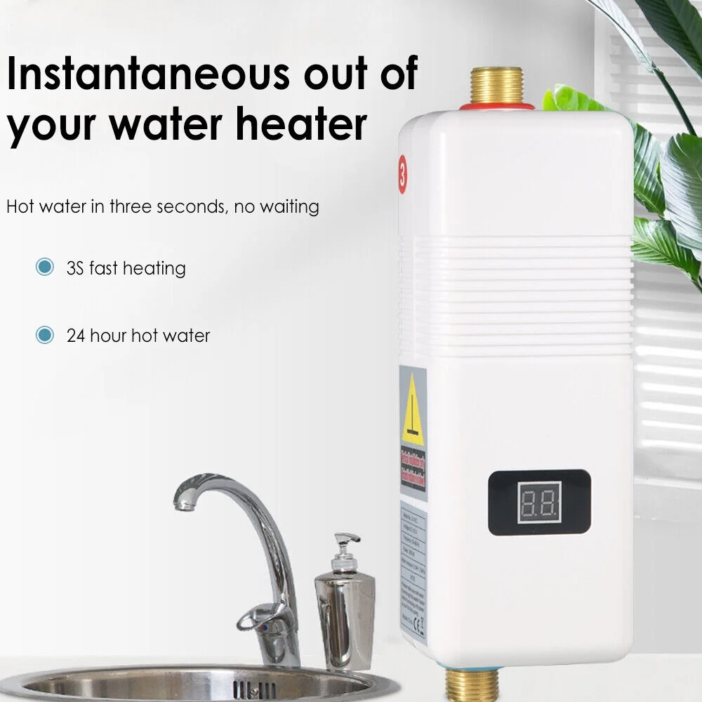 G·PEH 110v 3000w Tankless Electric Water Heater 3 Second Instant Hot Water Kitchen