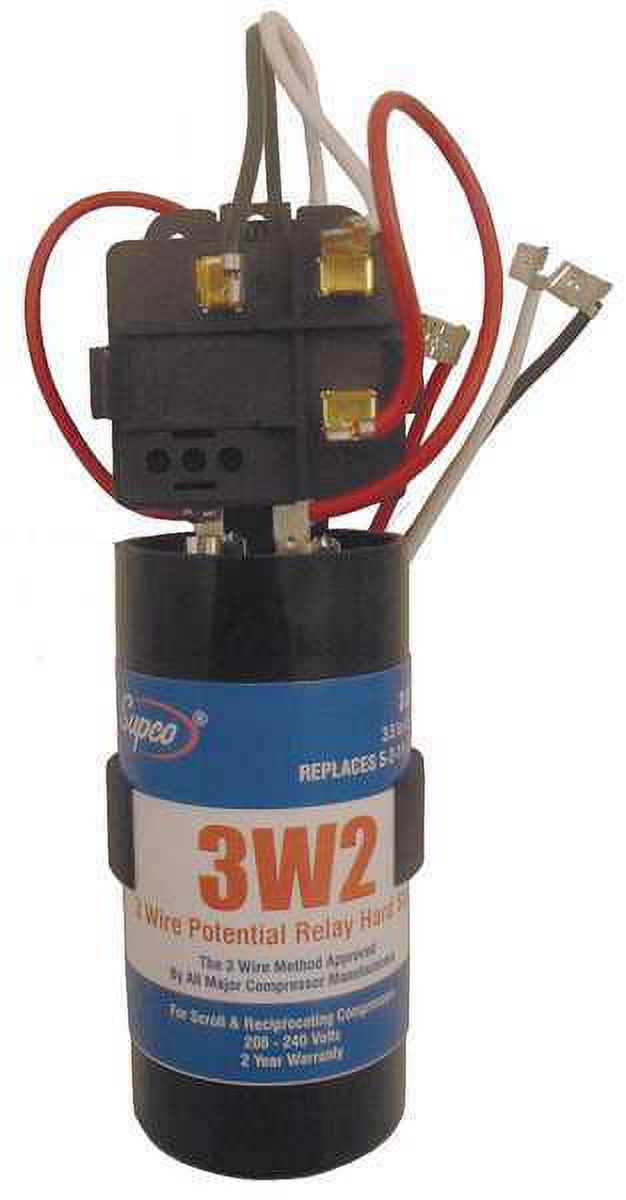 1Pack Supco 3W2 Hard Start Kit, Potential Relay, Start Capacitor, 35 Contact Rating (Amps), 208 to 240 Volts