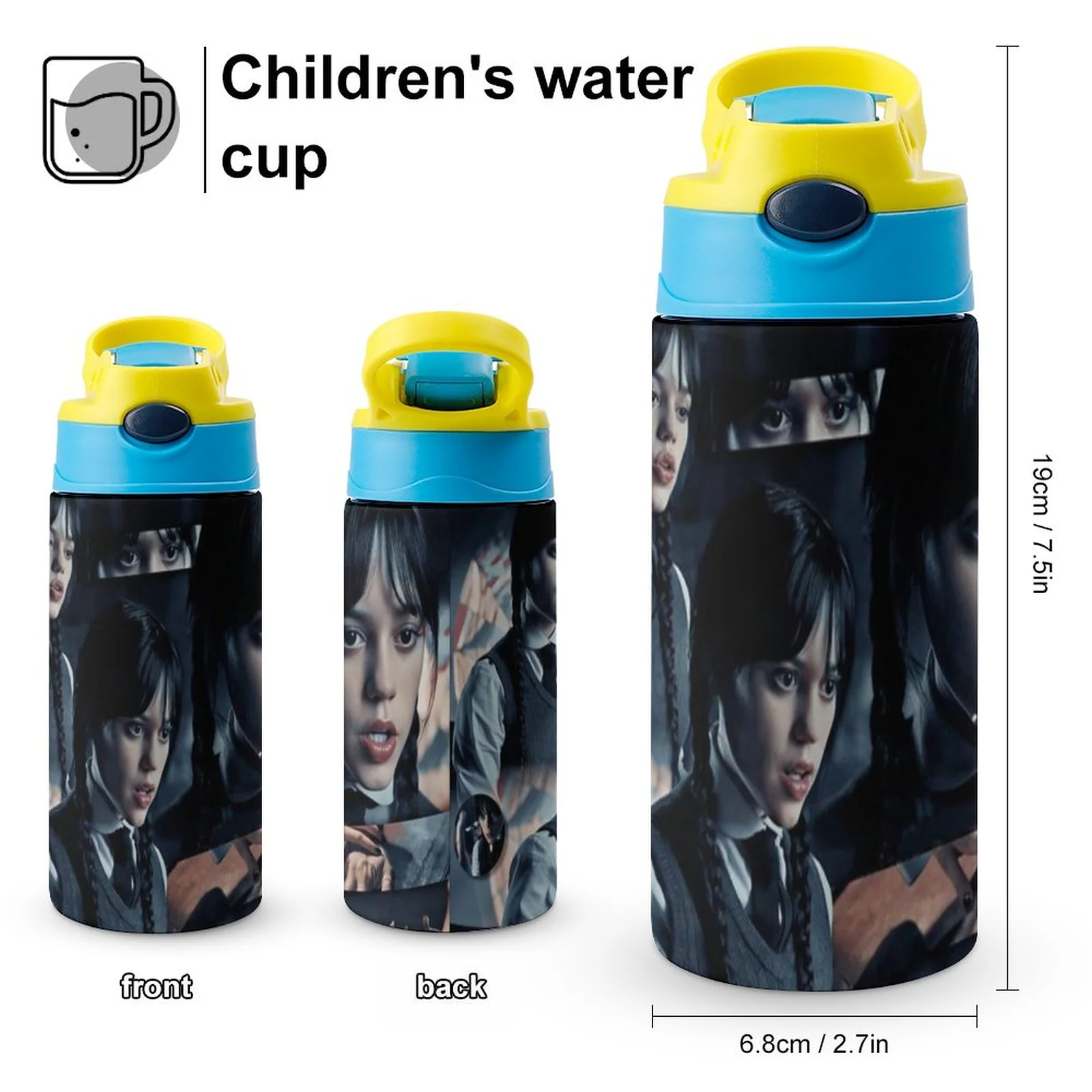 School Wednesday Children's Water Bottle Vacuum Insulated Stainless Steel Cup With Straw Toddler Thermoses