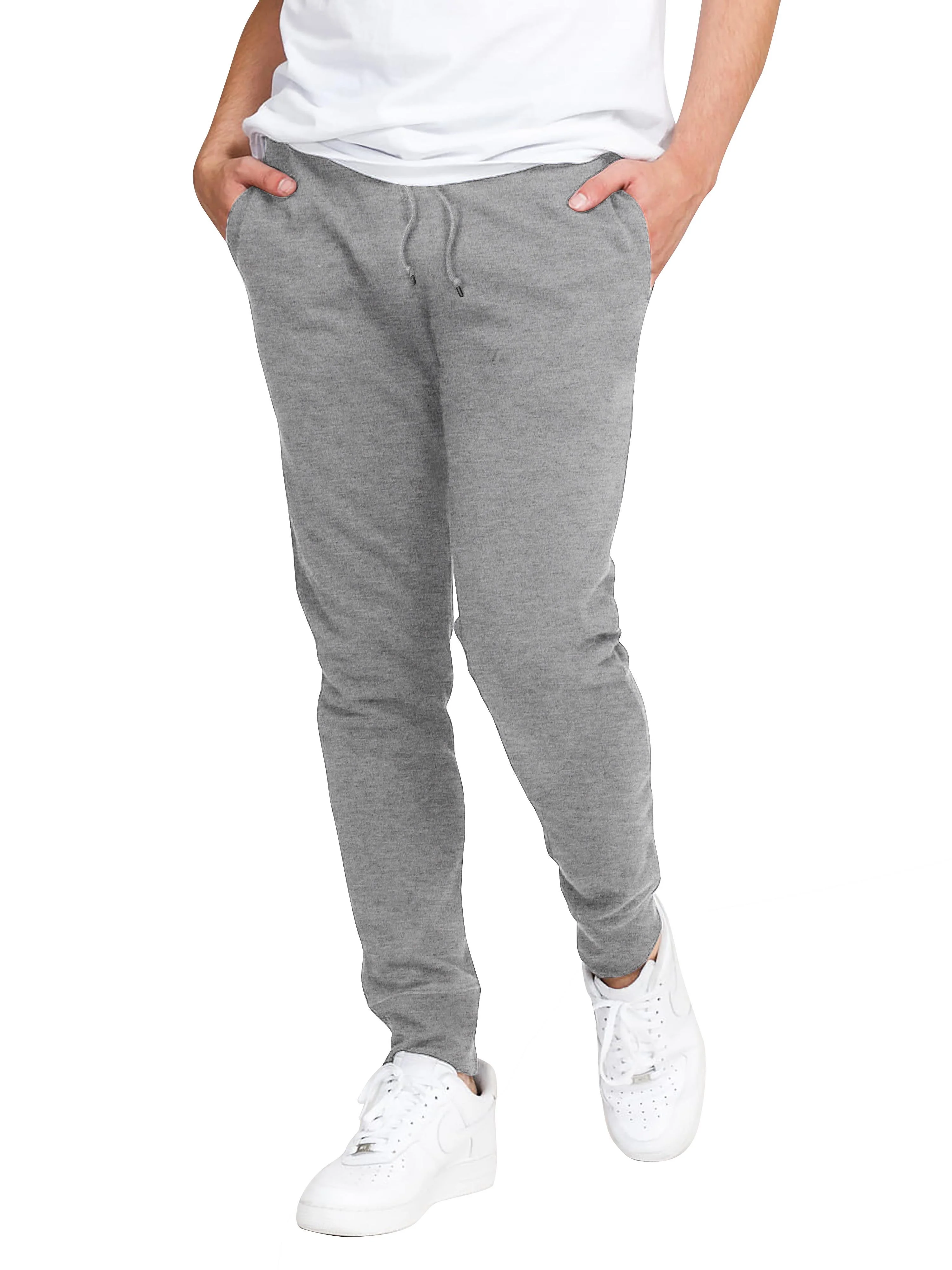 Ma Croix Mens Basic Jogger Fleece Fatigue Athletic Warm Up Sweatpants Ribbed Elastic Solid Waistband