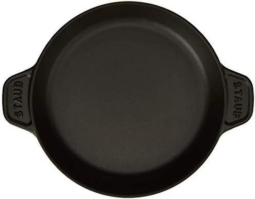 cast iron 7.9-inch round covered baking dish - matte black, made in france
