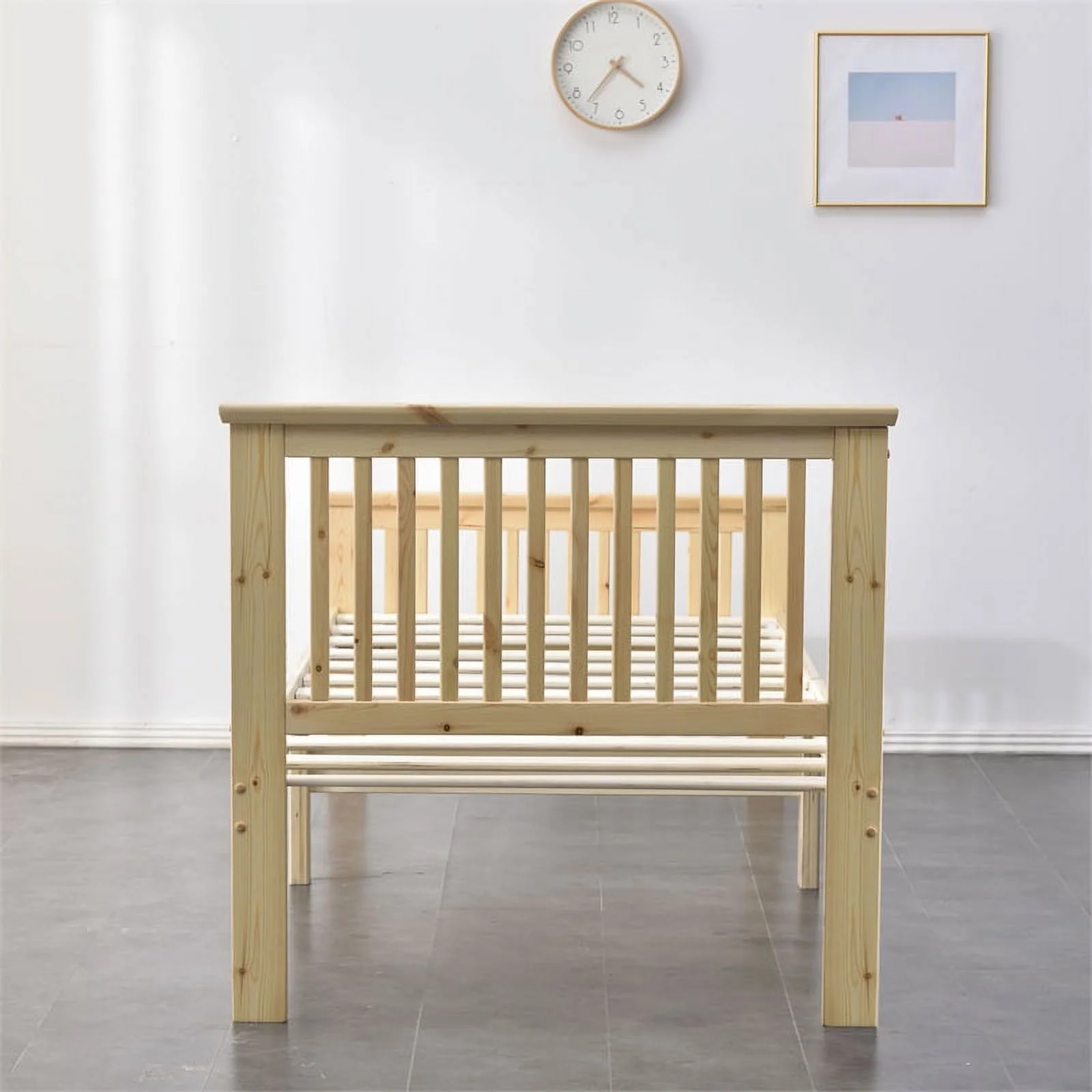 Home Square 2-Piece Set with 4-Drawer Chest Dresser and Pine Twin Bed in Natural