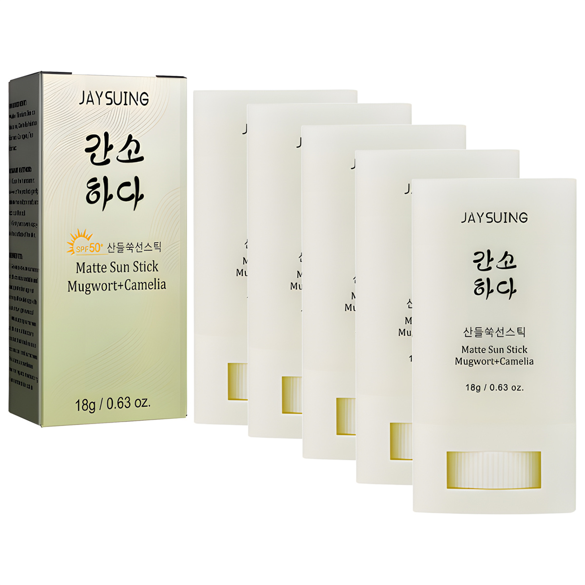Matte Sun Stick, Korean Sunscreen Stick Mineral Twarzy Sunscreen, Relief Sun Organic Sunscreen SPF50, for All Skin Types，5PCS