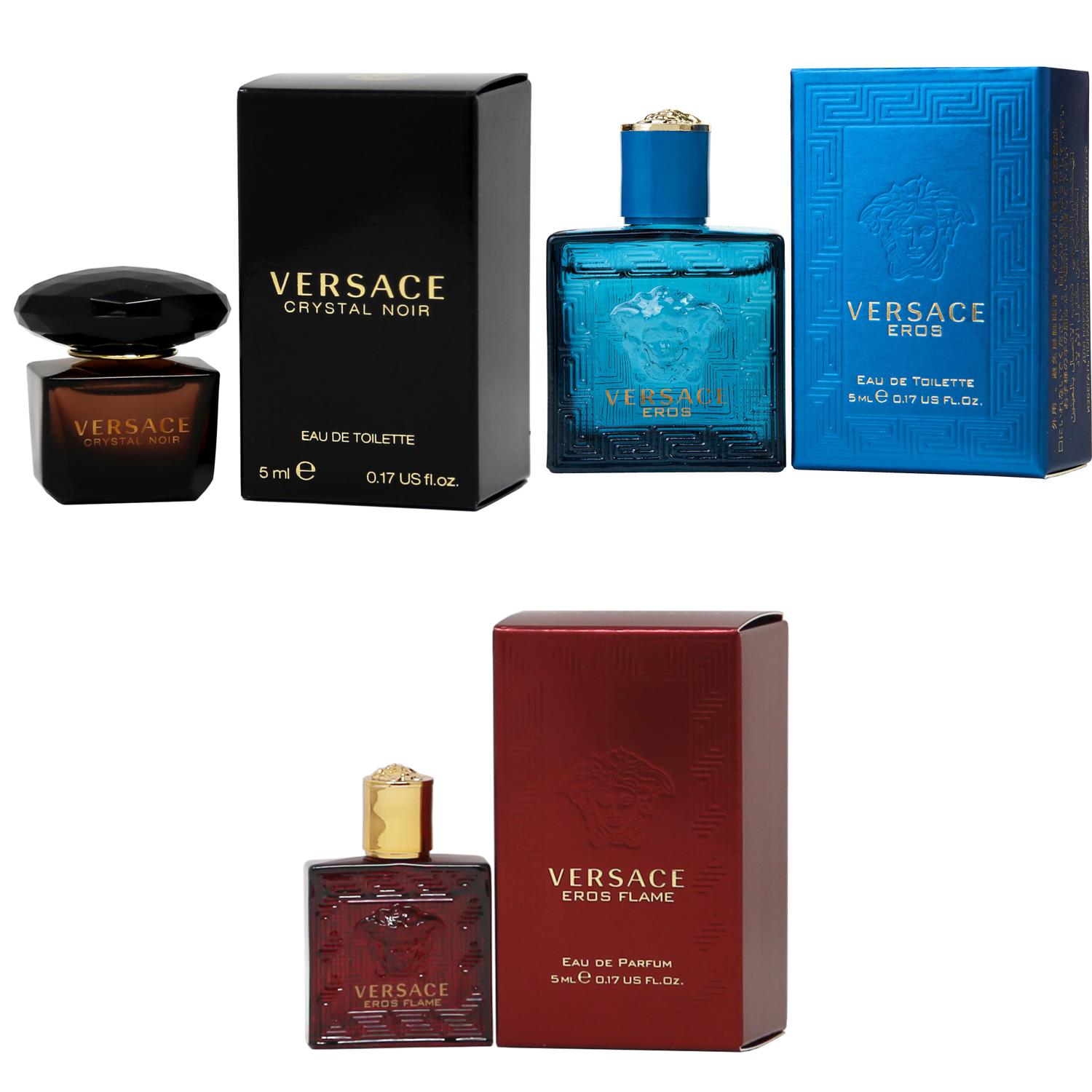 Versace Crystal Noir EDT, Eros Men EDT, Eros Flame EDP  - 5ml 3PK Kit