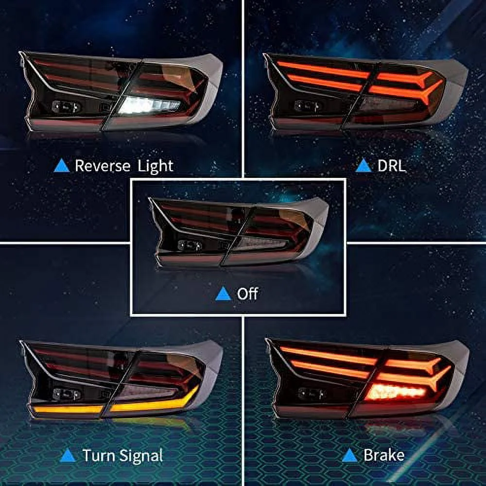 Inginuity Time LED Tail Lights For Honda Accord 2018 2019 2020 2021 2022 Start Up Animation Sequential Rear Lamps